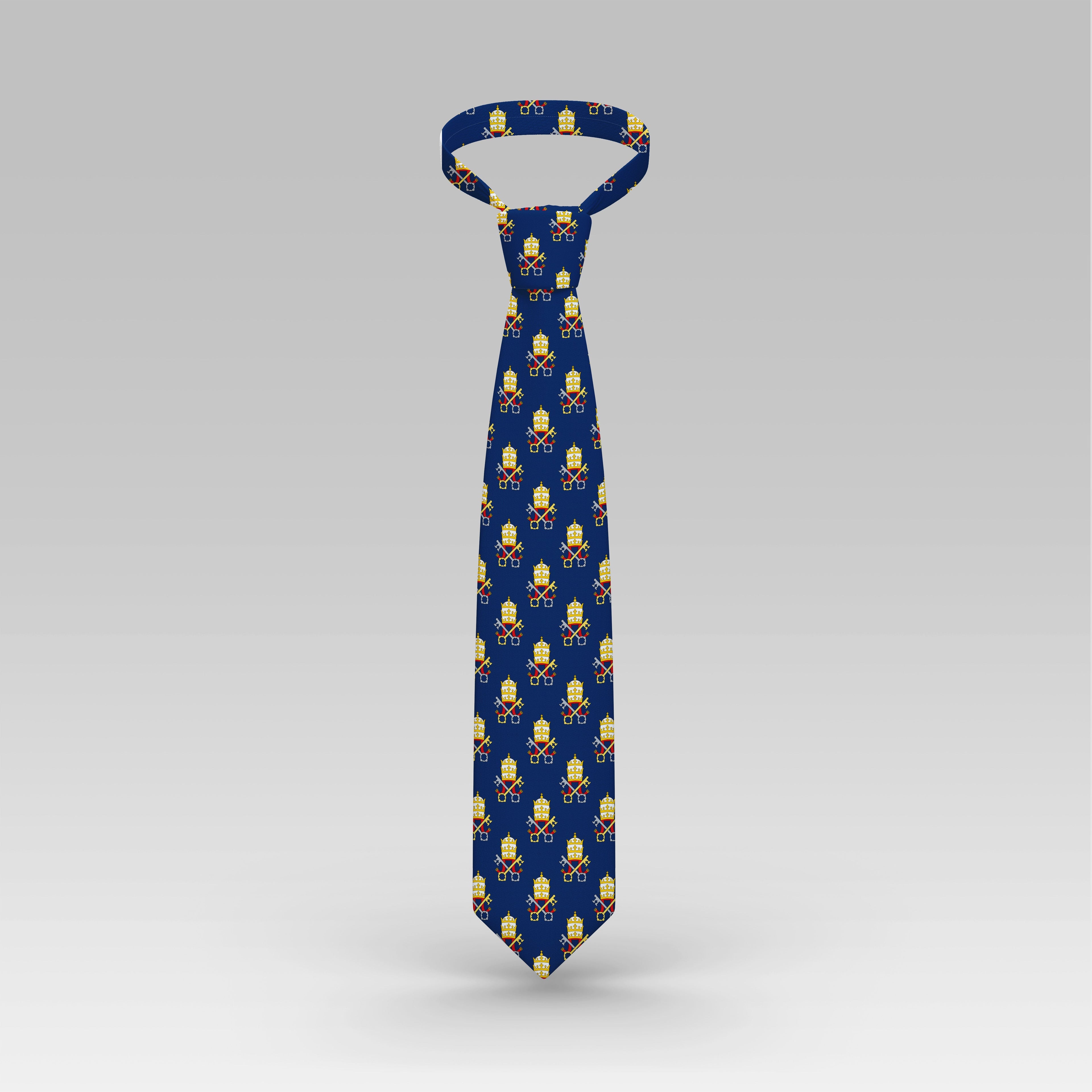 Papal Tiara and Keys Necktie Navy