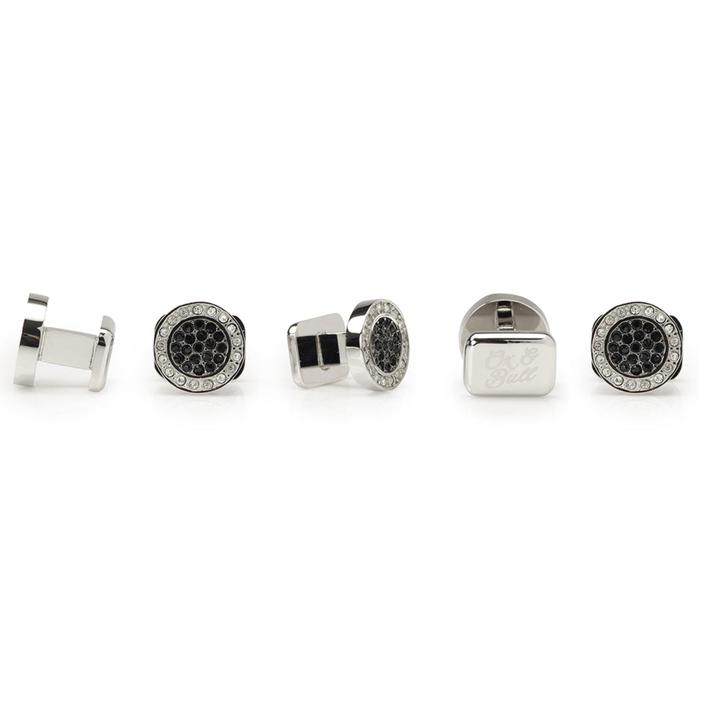 VDP White & Black Pave Crystals Stud Set