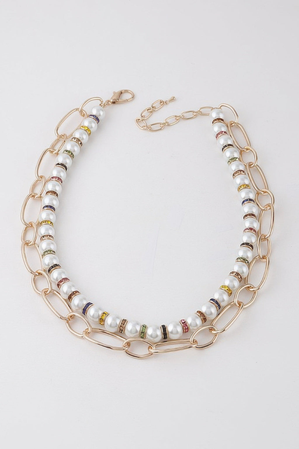 Women's Double Layered Pearl N Chain Necklace BYMANYC ® New York CONTEMPORARY VIBRANT MODERN FASHION - New Collection