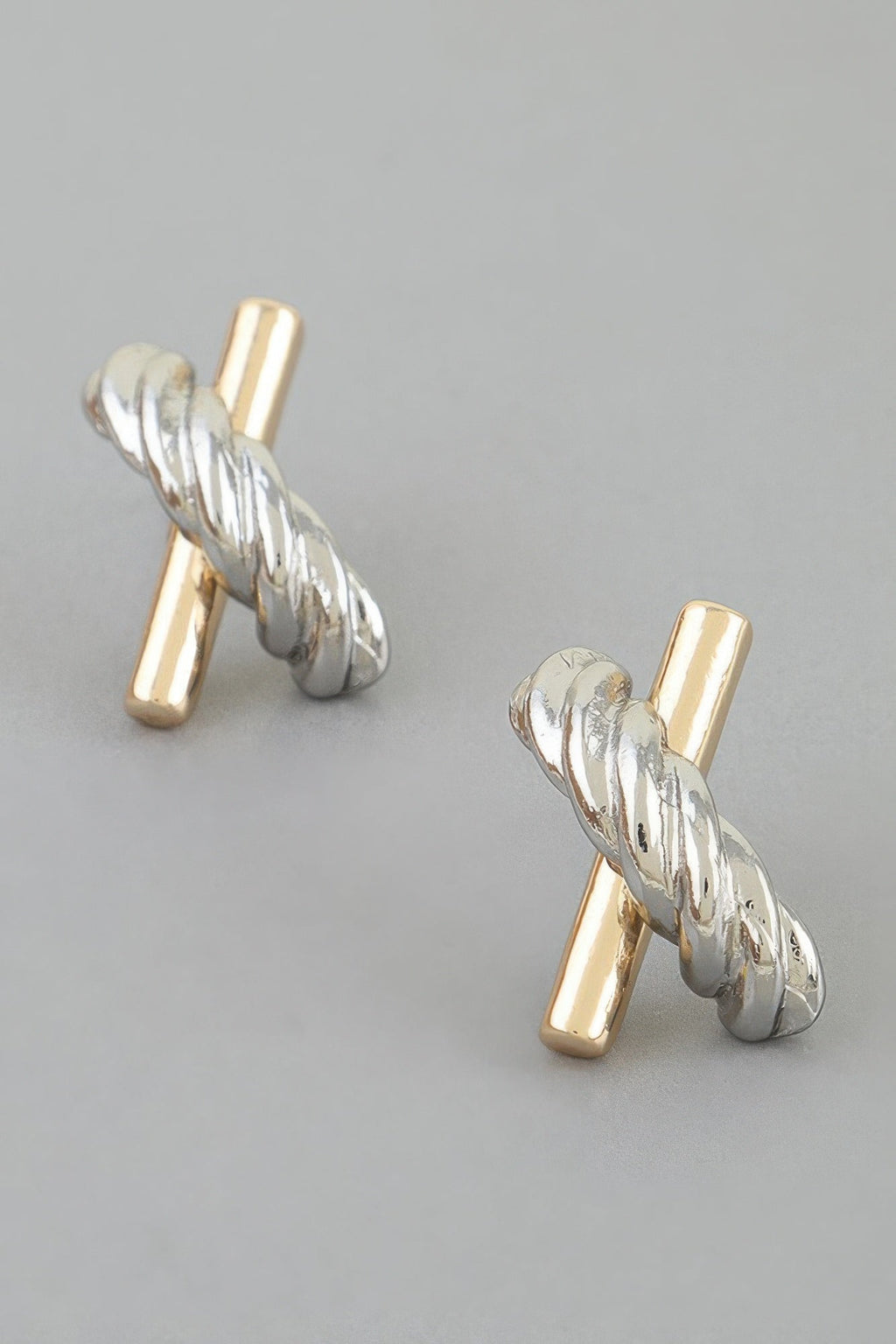 Women's Stud Earrings Two Toned Twisted X BYMANYC ® New York DUAL-FINISH CROSSOVER EARRINGS - New Collection