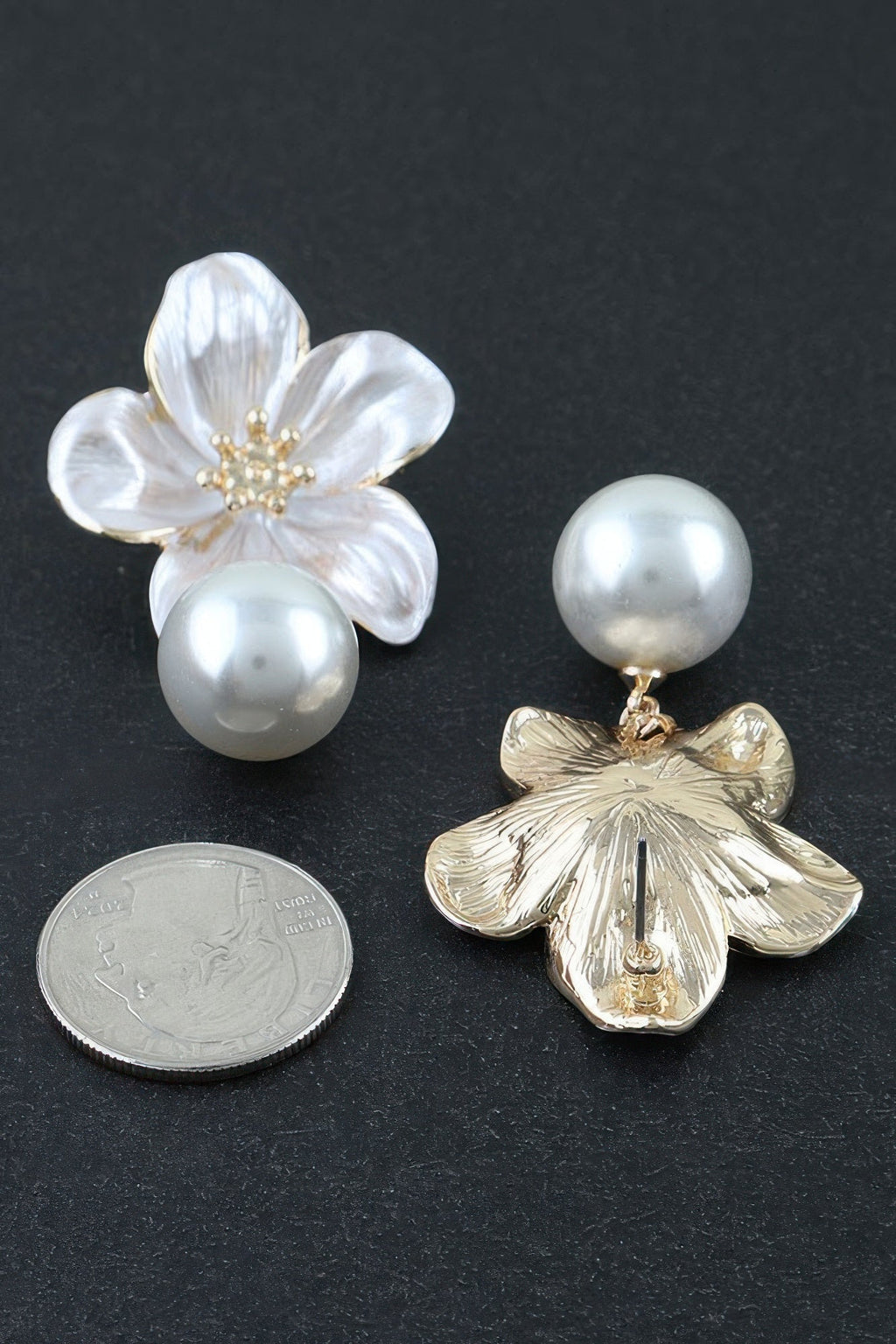 Women's Drop Earrings Pearl Flower Accent BYMANYC ® New York ELEGANT FLORAL DANGLE EARRINGS - New Collection