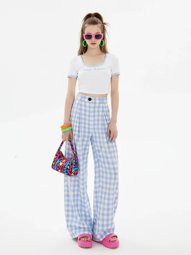 Wide-Leg Plaid Pants, Upper East Side | Women - BYMANYC ® New York - My Men's Shop