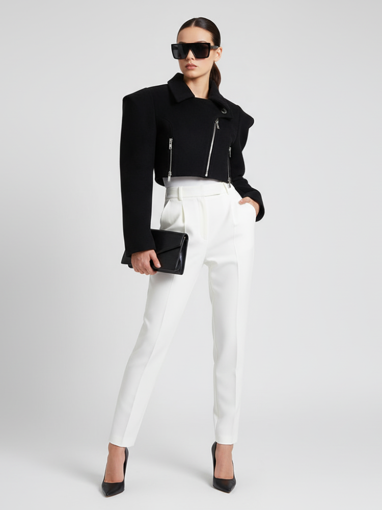 Wide-Shoulder Short Woolen Coat For Women, Financial District, BYMANYC New York. - My Men's Shop
