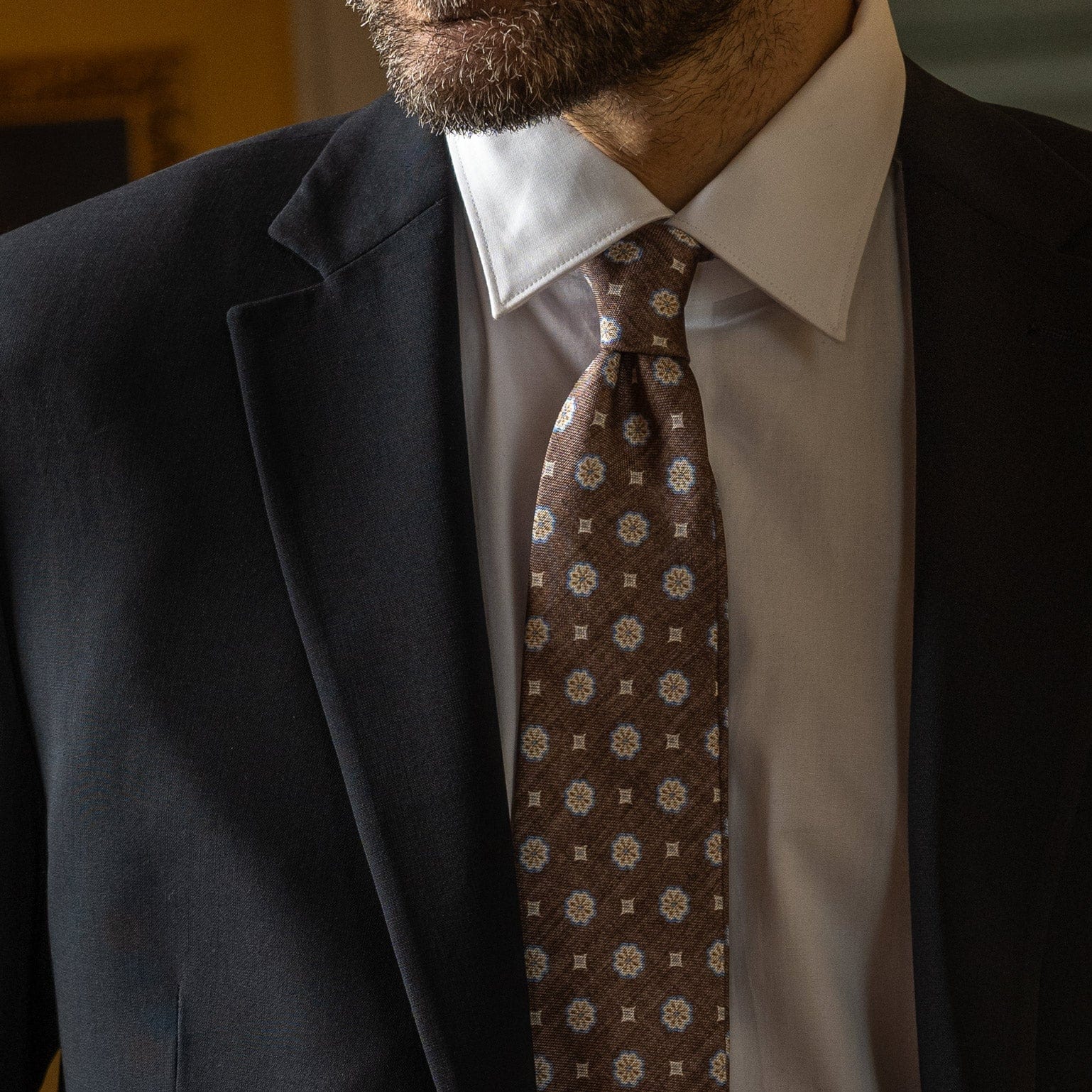 Antinori - Printed Silk Tie - Brown - My Men's Shop