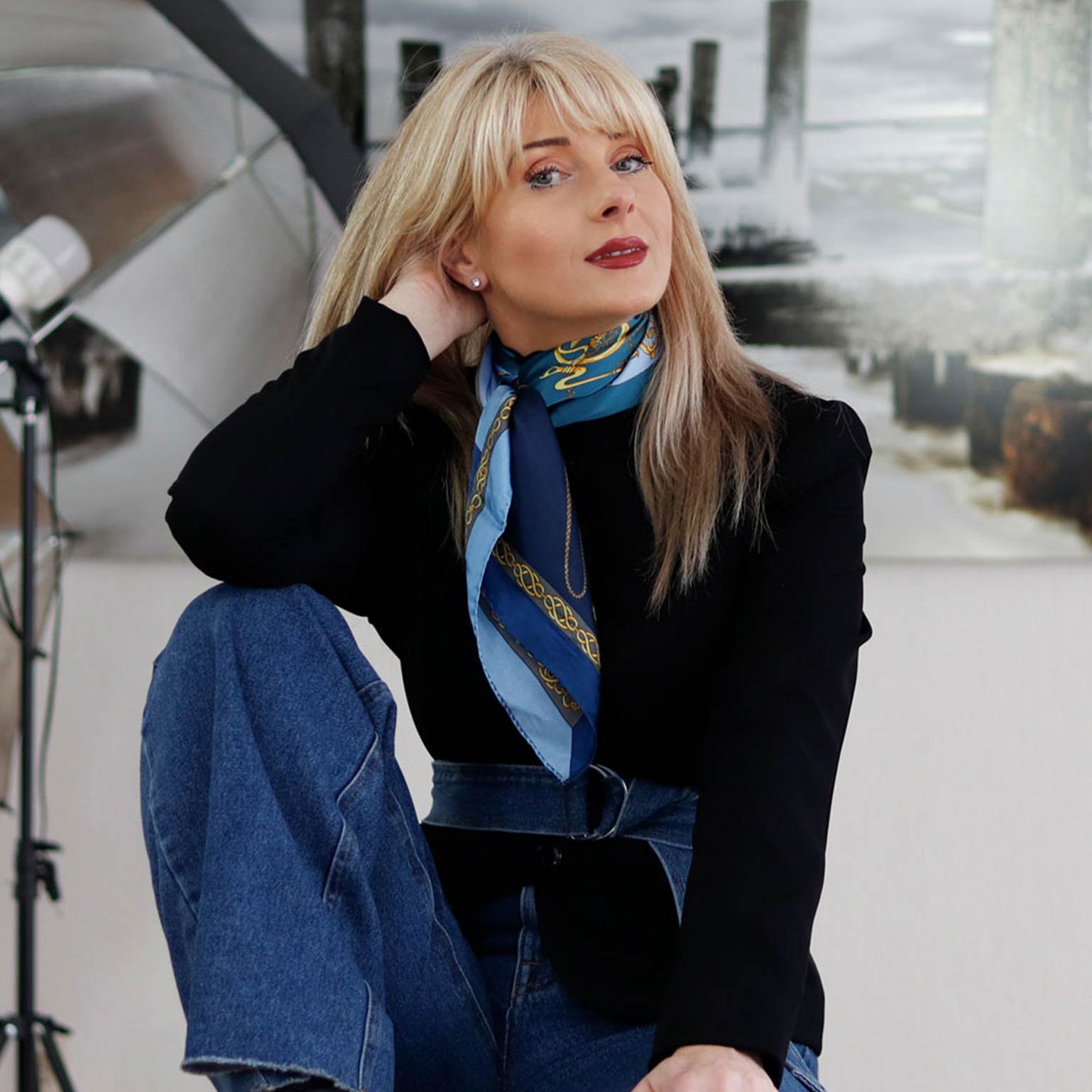 Gabriella - Silk Foulard - Azure - My Men's Shop