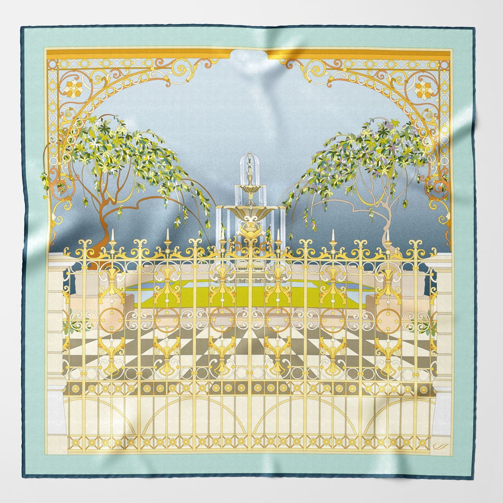 Garden of Dreams - Silk Foulard - Aqua - My Men's Shop