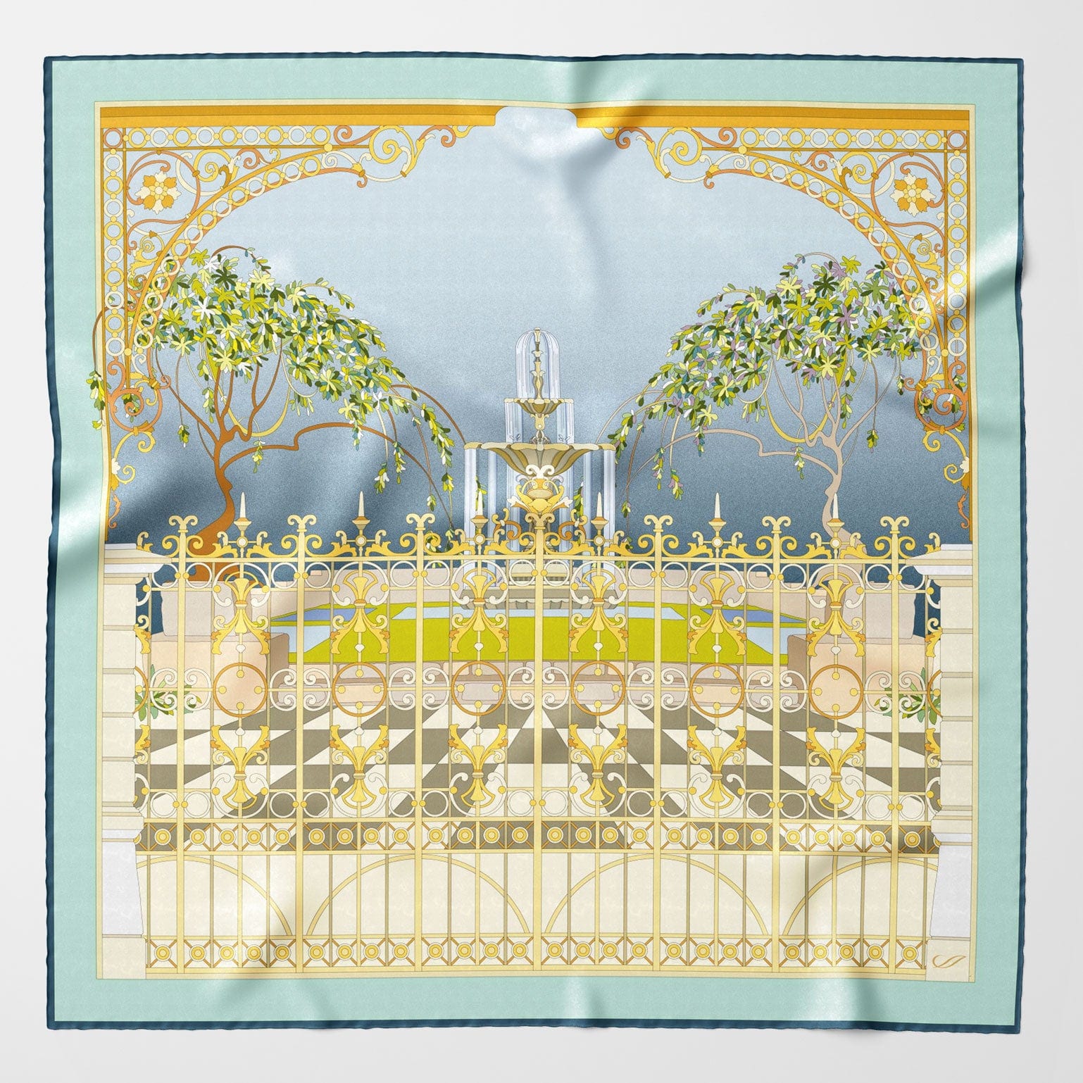 Garden of Dreams - Silk Foulard - Aqua - My Men's Shop