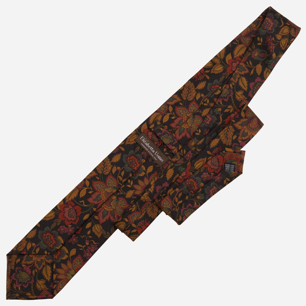 Calvino - Printed Madder Silk Tie - Black - My Men's Shop