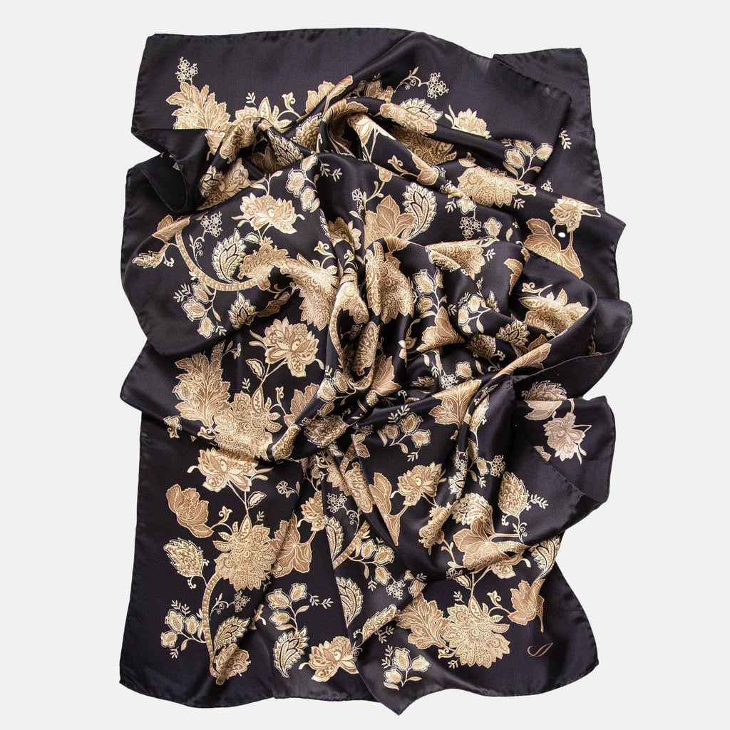 Esmeralda - Silk Scarf Shawl - Black & Gold - My Men's Shop