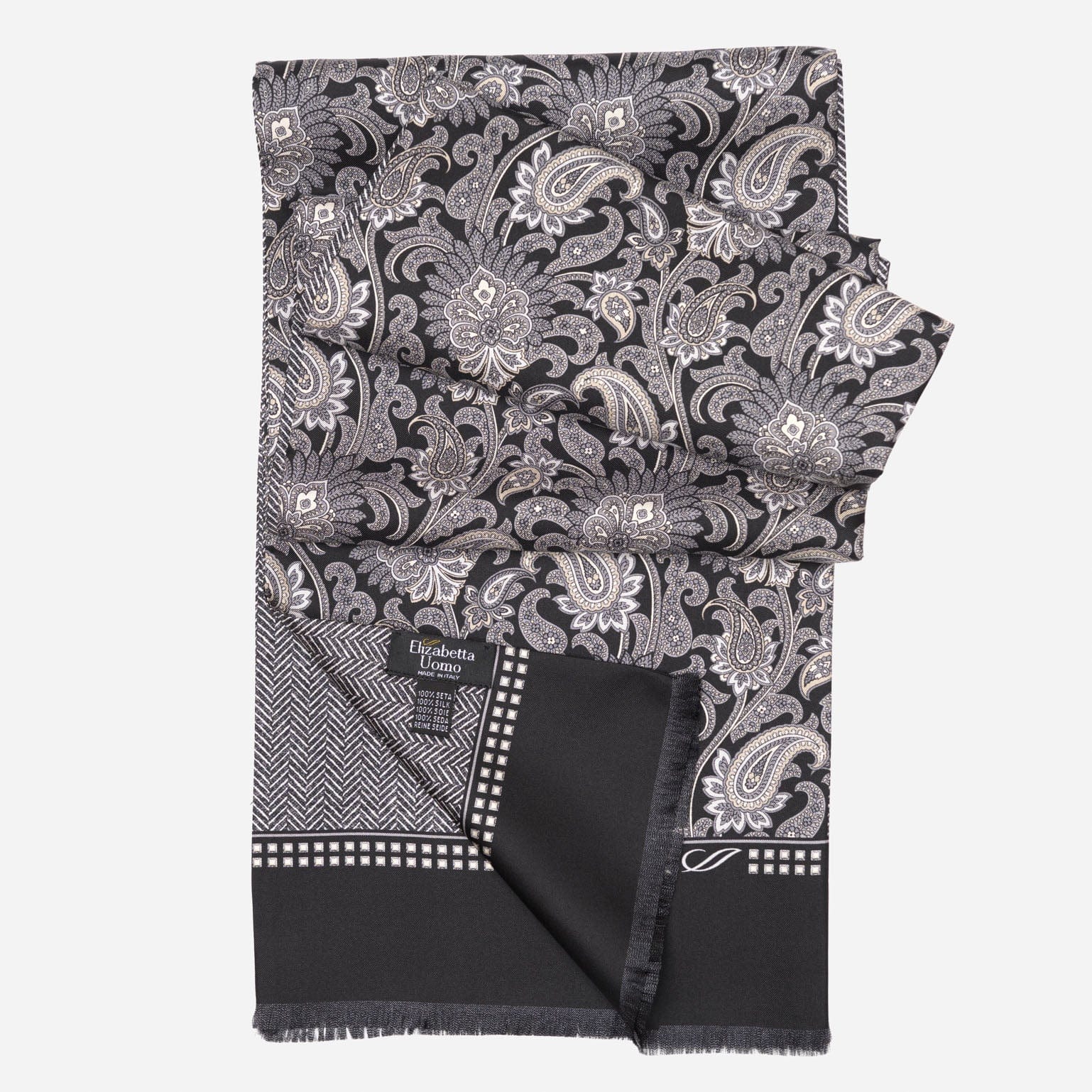 Pasquino - Reversible Silk Scarf - Black - My Men's Shop