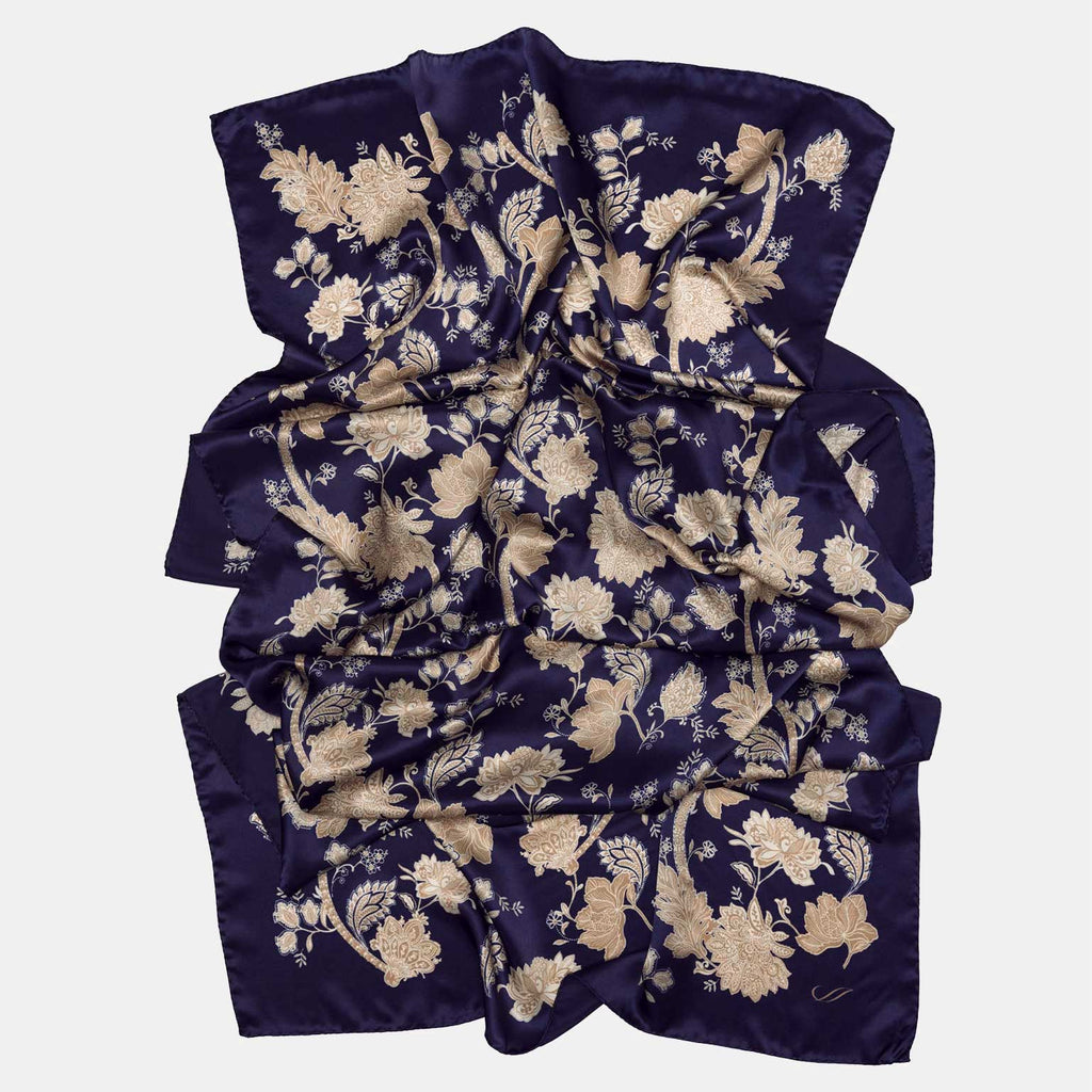 Esmeralda - Silk Scarf Shawl - Midnight Blue & Gold - My Men's Shop