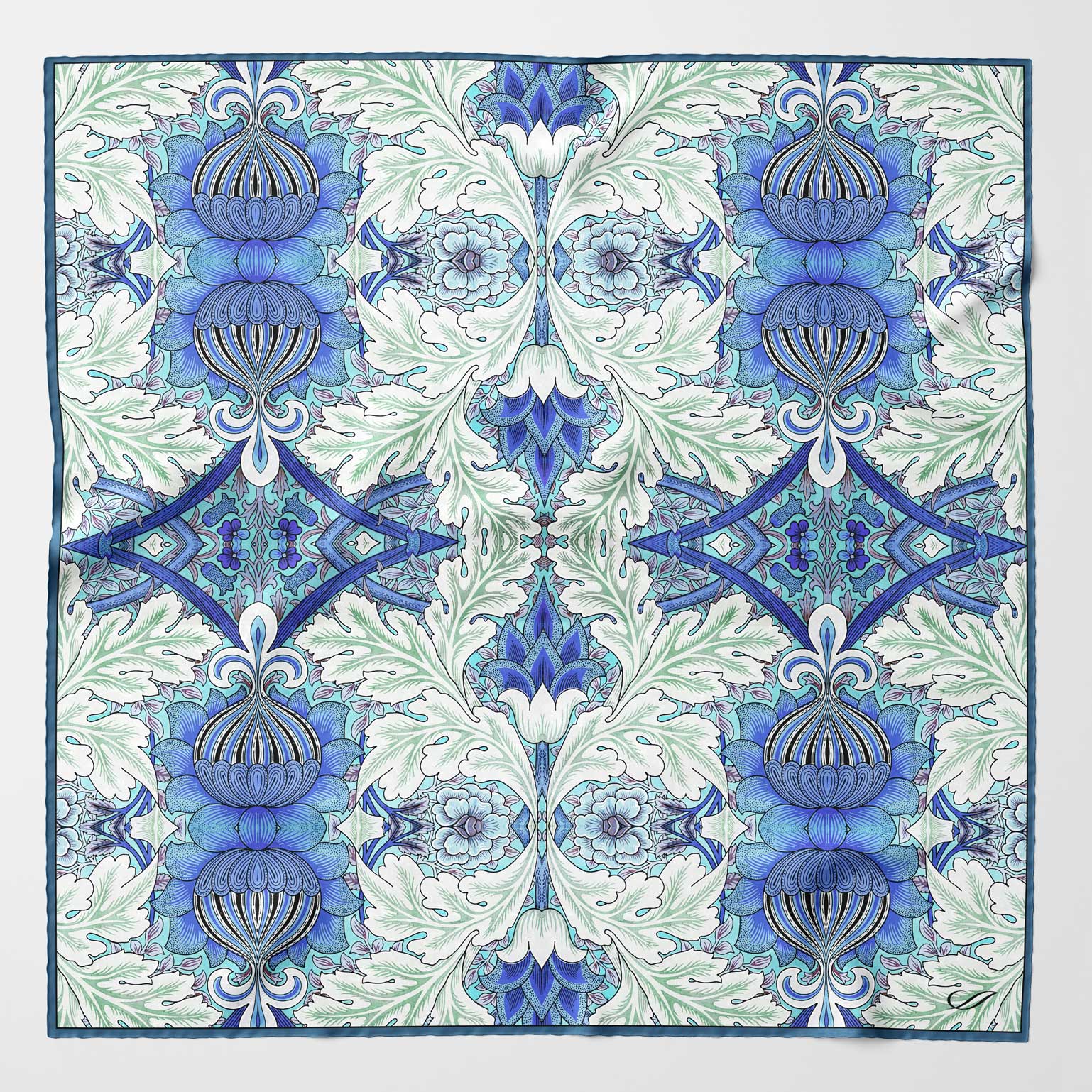 Londra - Silk Pocket Square - Blue and Mint - My Men's Shop
