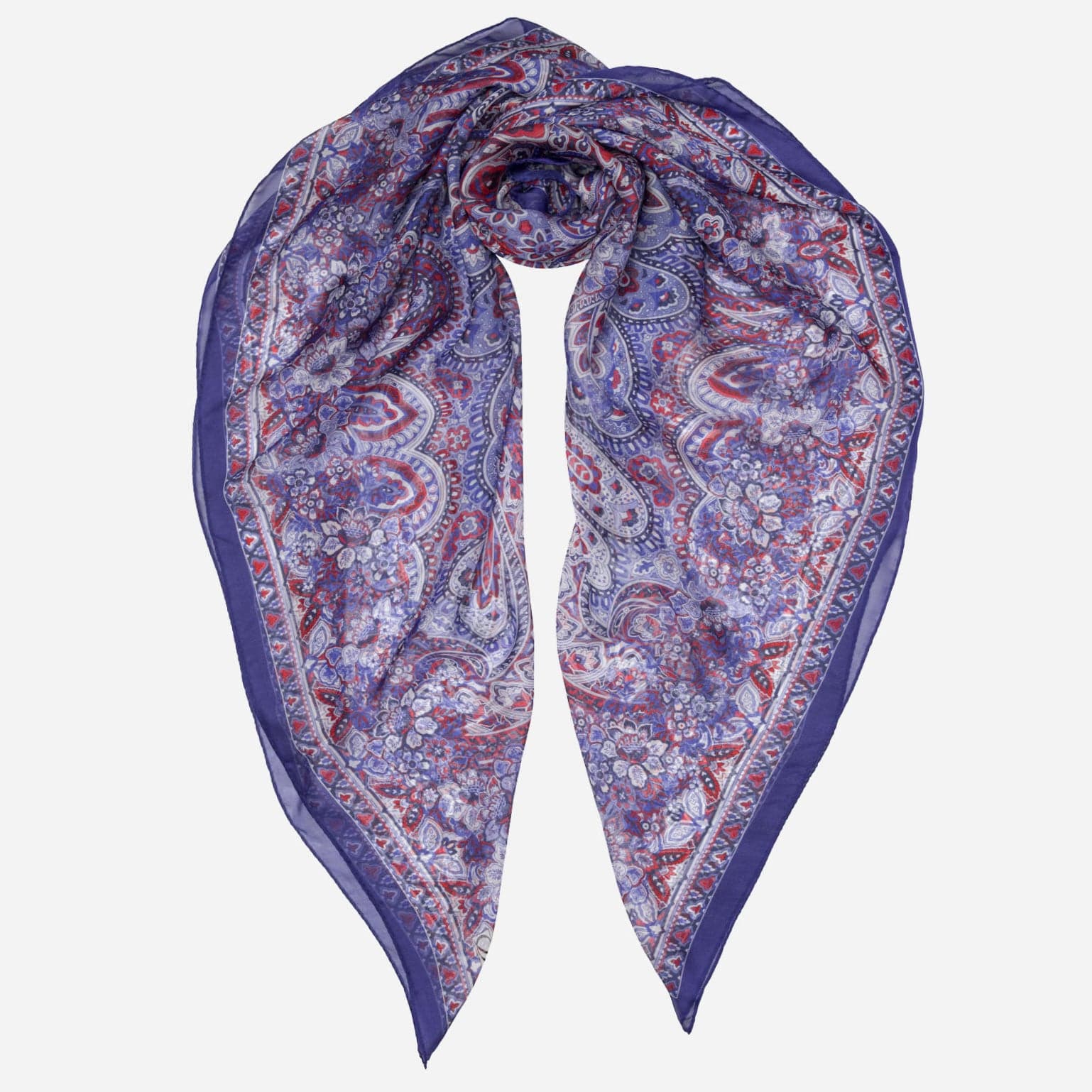 Helena - Silk Scarf Shawl - Red White and Blue - My Men's Shop