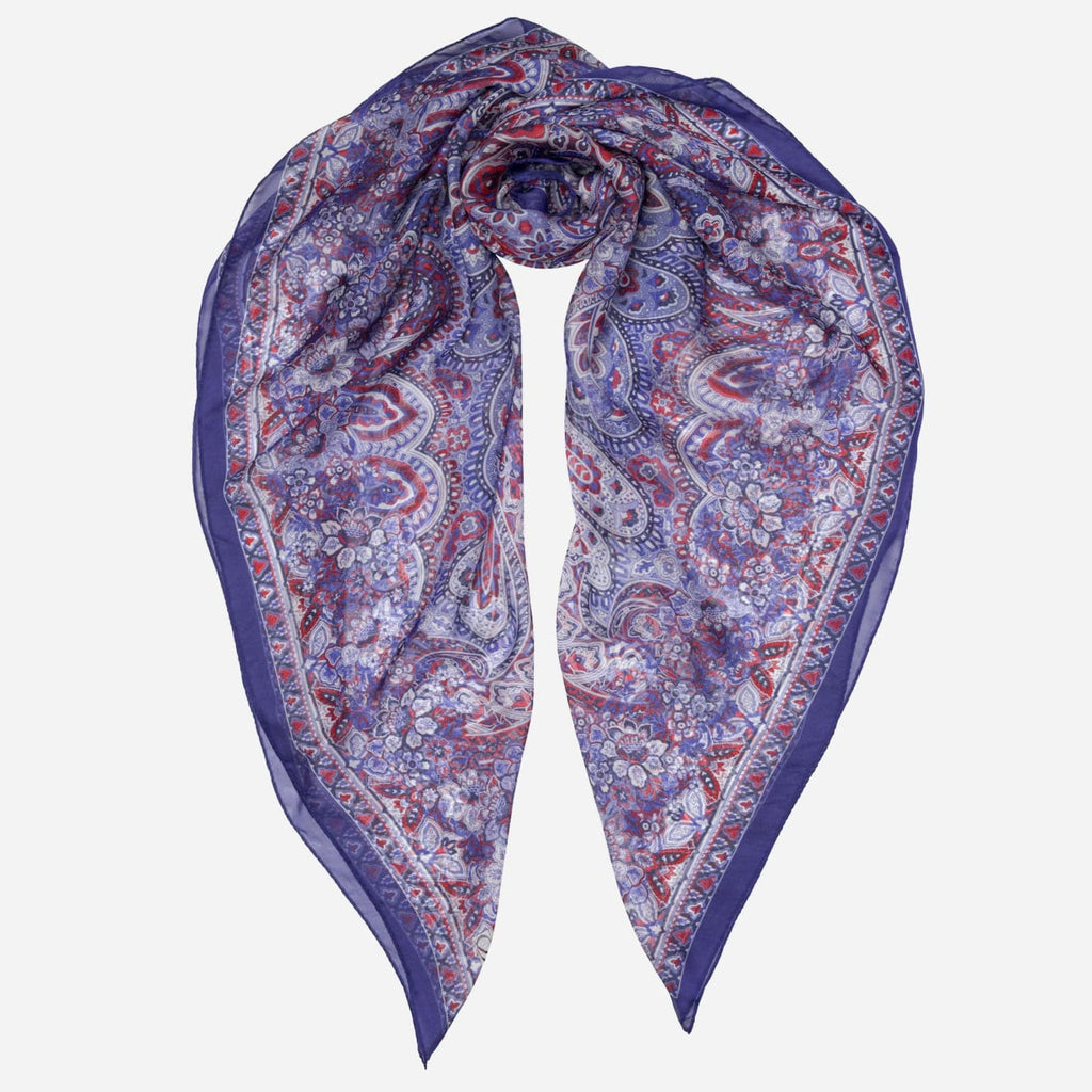 Helena - Silk Scarf Shawl - Red White and Blue