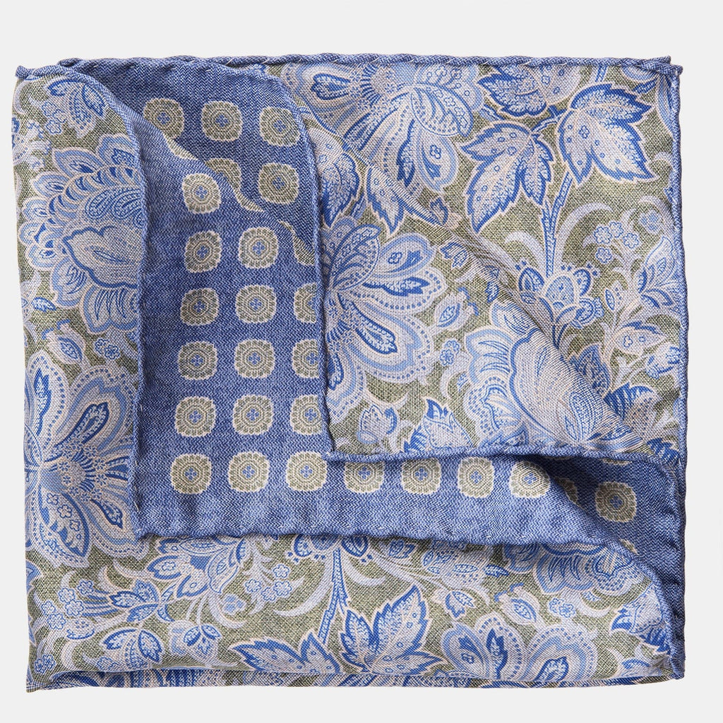 Assisi - Double Sided Silk Pocket Square - Sky Blue