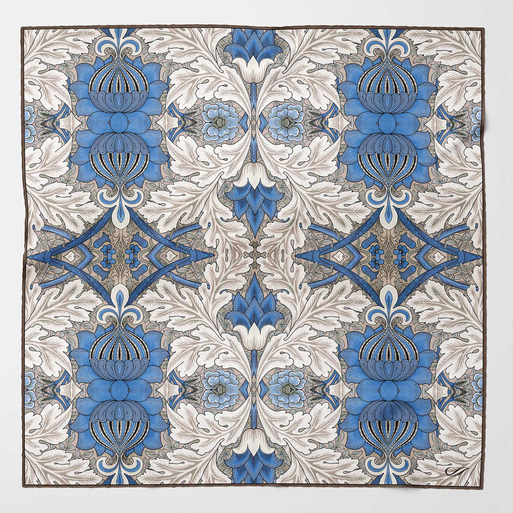 Londra - Silk Pocket Square - Blue and Tan - My Men's Shop