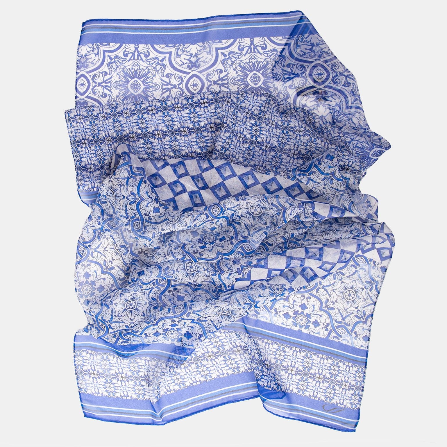 Miramar - Long Silk Scarf - Blue