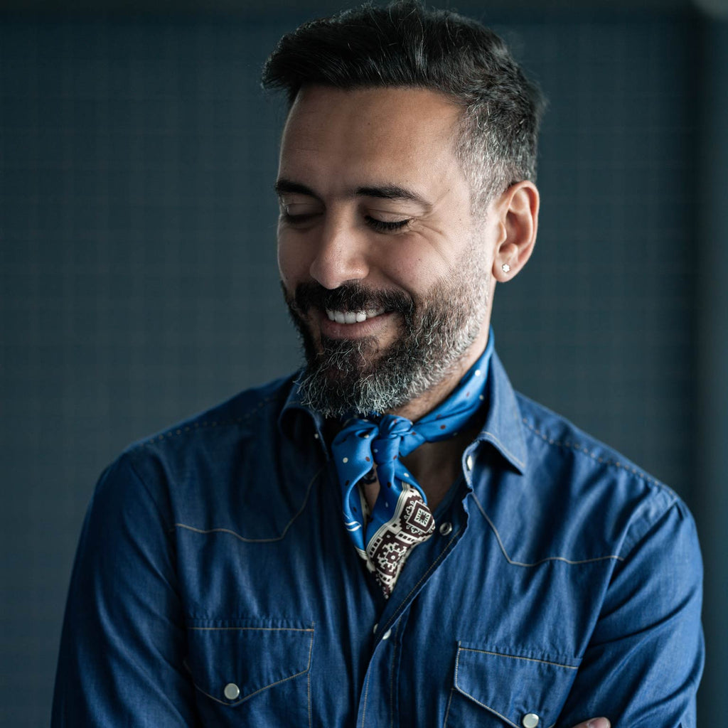 Bergamo - Silk Neckerchief - Blue - My Men's Shop