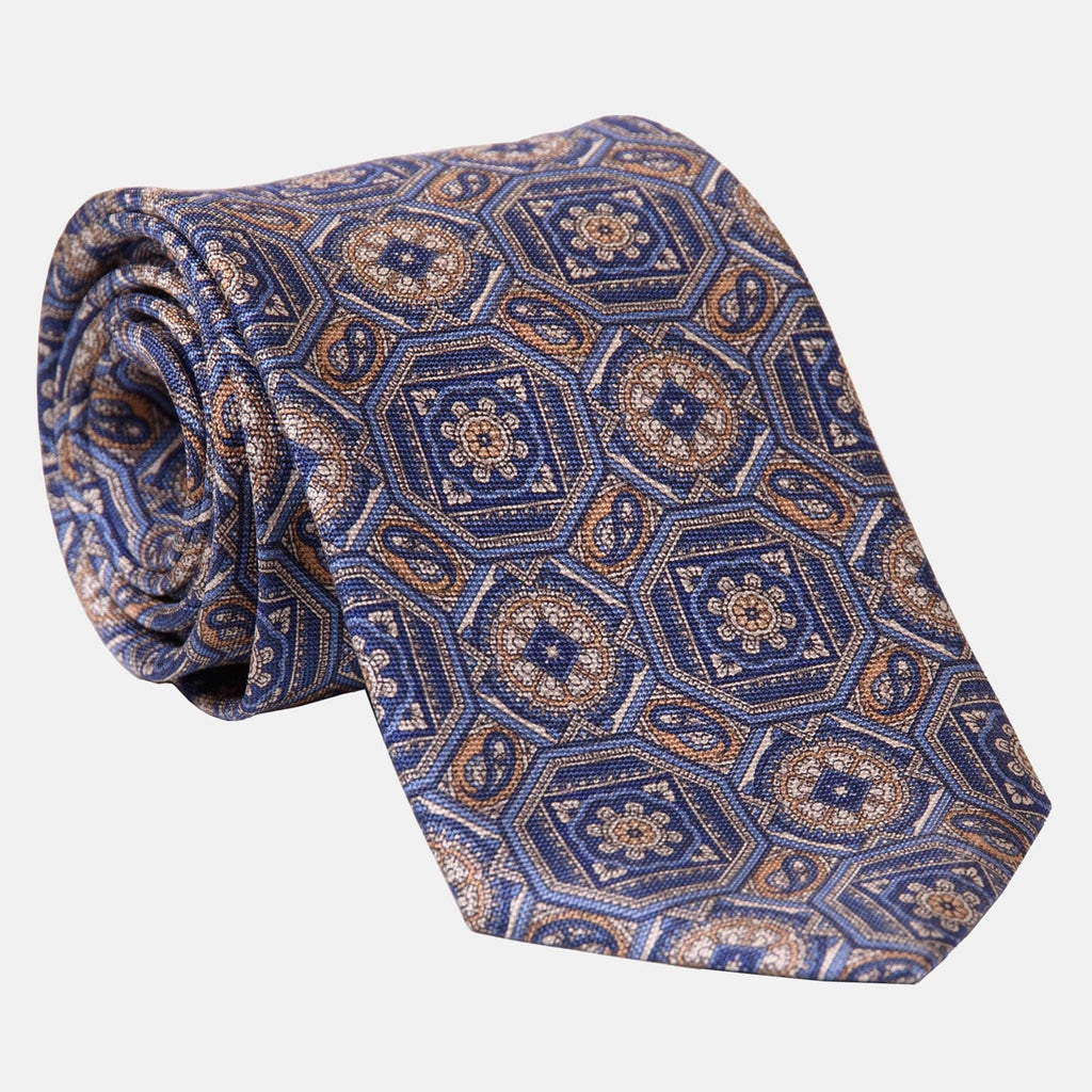 Mantova - Printed Silk Tie - Blue - My Men's Shop