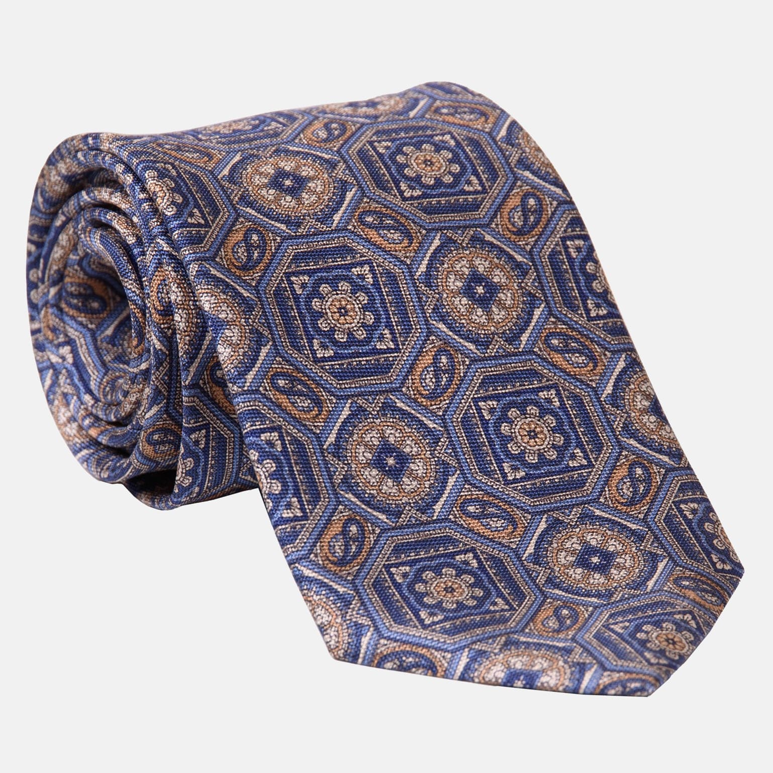 Mantova - Printed Silk Tie - Blue - My Men's Shop