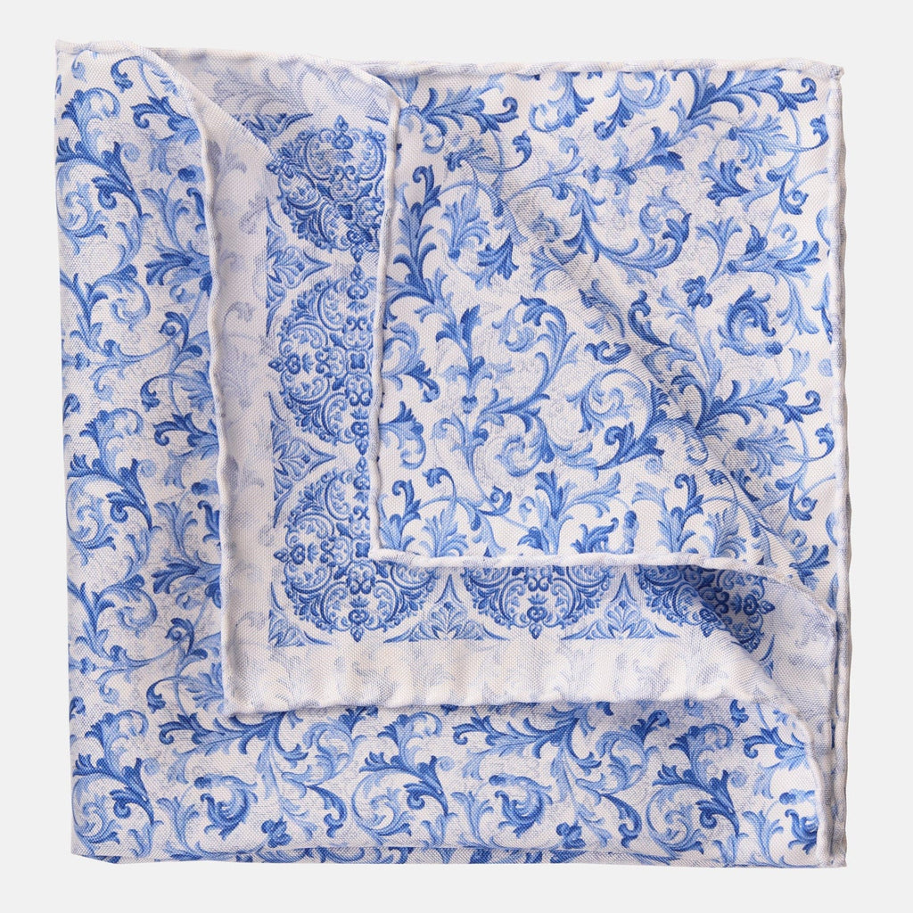 Porto - Double Sided Silk Pocket Square - Azure - My Men's Shop