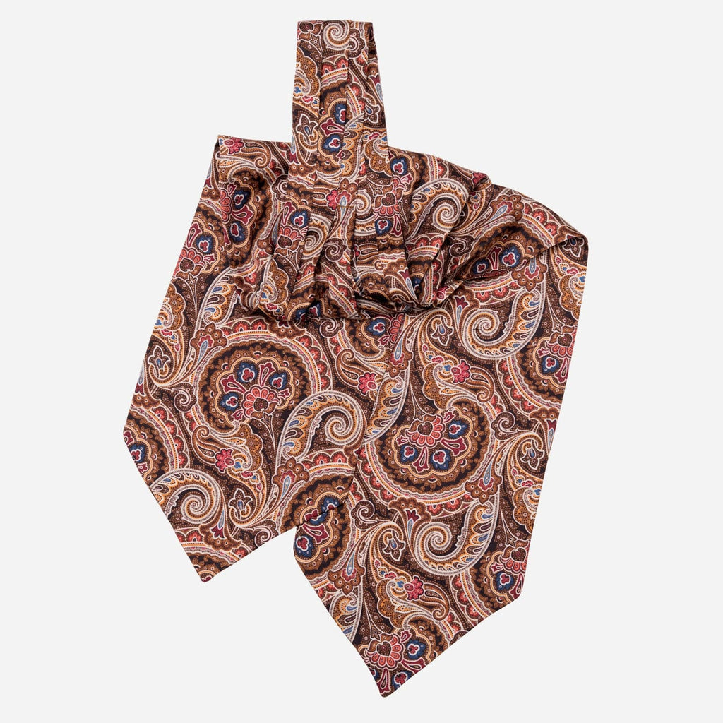 Bugatti - Silk Ascot Cravat Tie - Mahogany - My Men's Shop