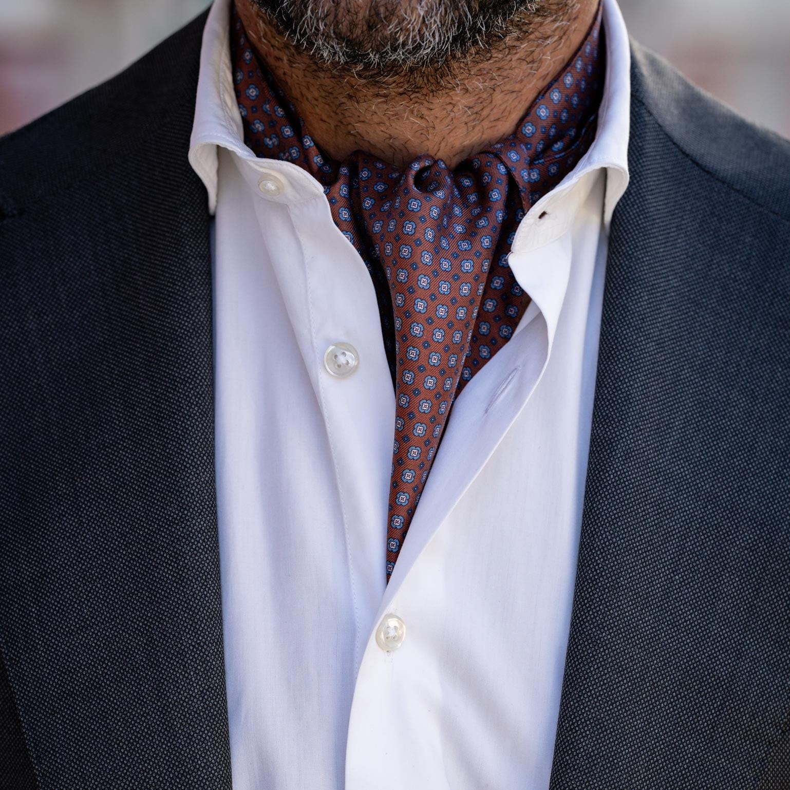 Navona - Silk Ascot Cravat Tie - Chocolate - My Men's Shop