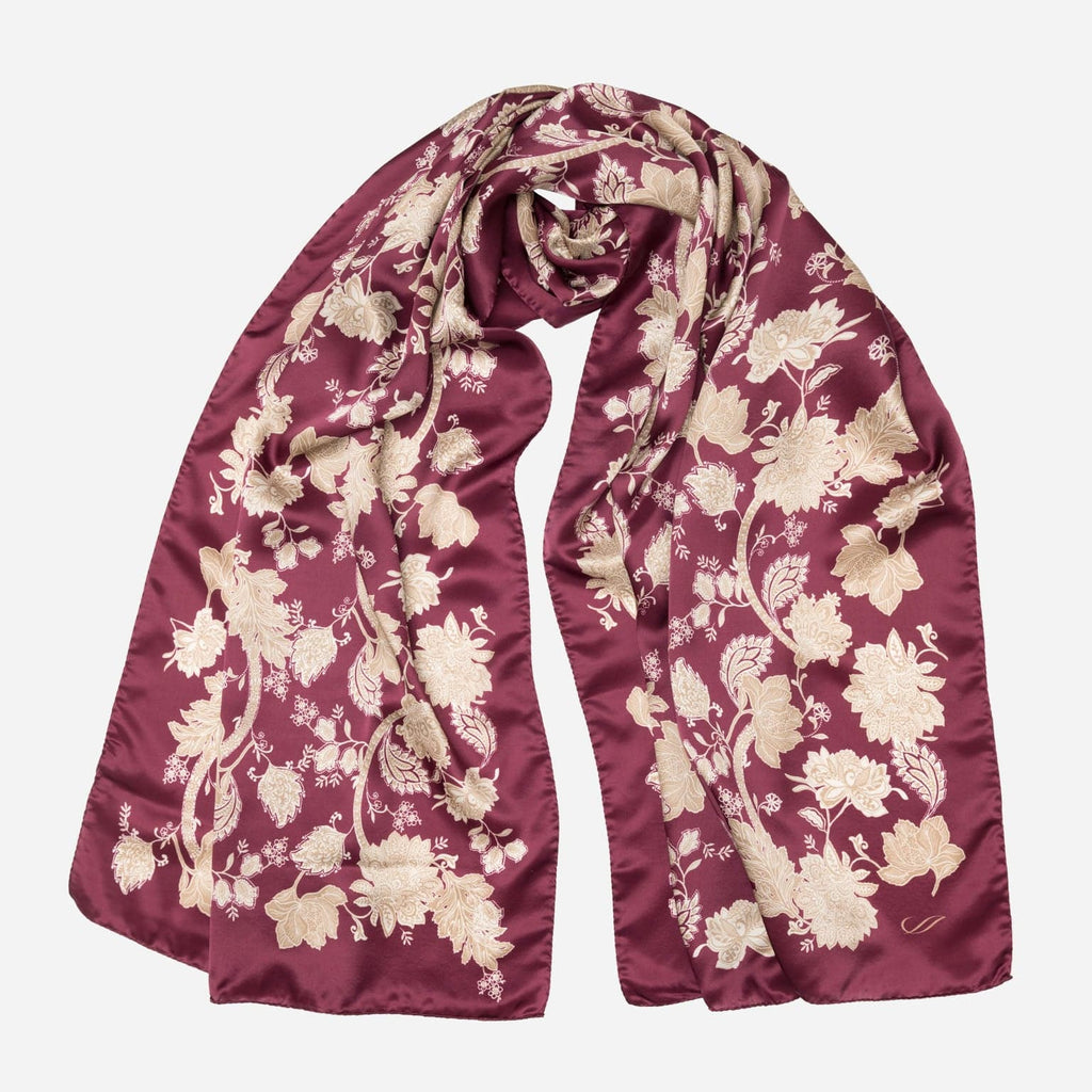 Esmeralda - Silk Scarf Shawl - Burgundy & Gold - My Men's Shop