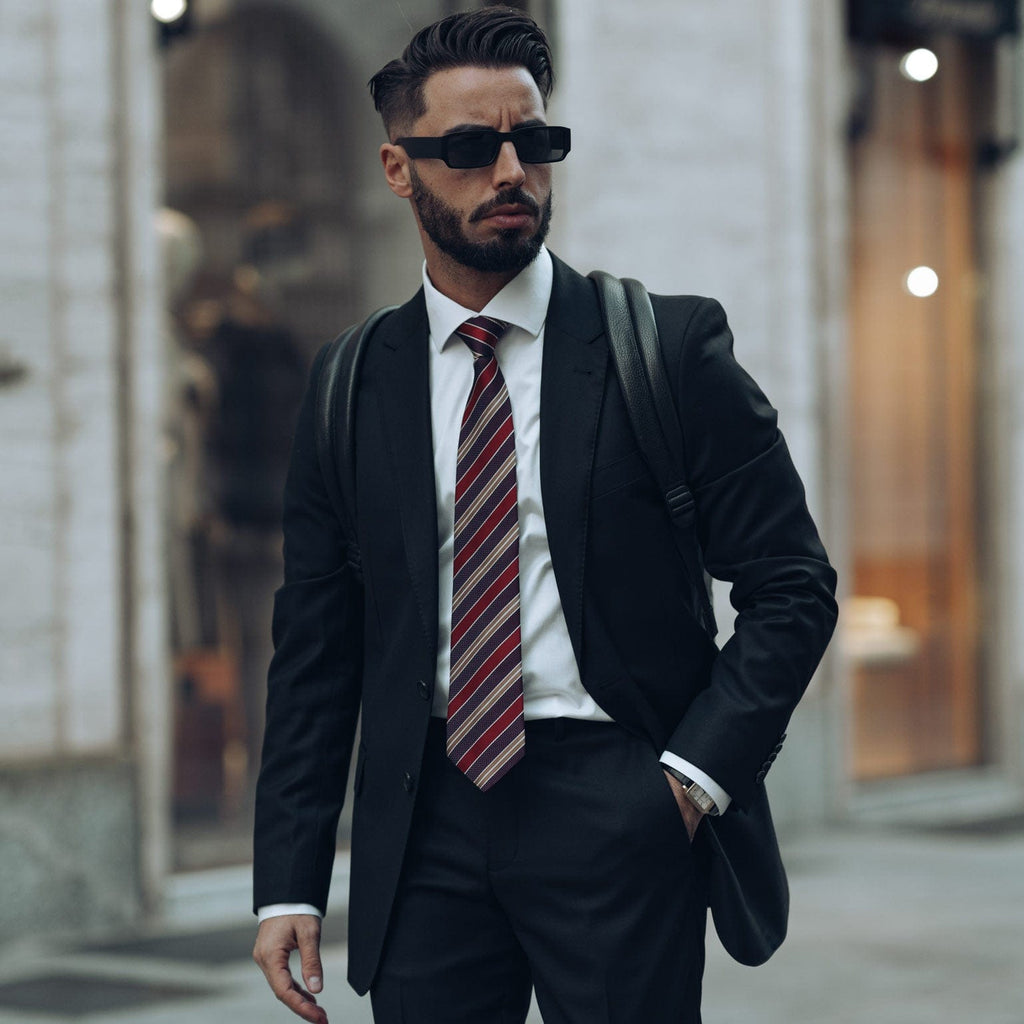 Vesuvio - Silk Jacquard Tie - Red and Burgundy