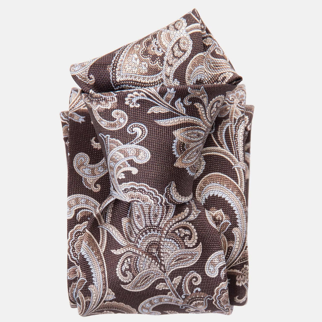 Novara - Printed Silk Tie - Brown