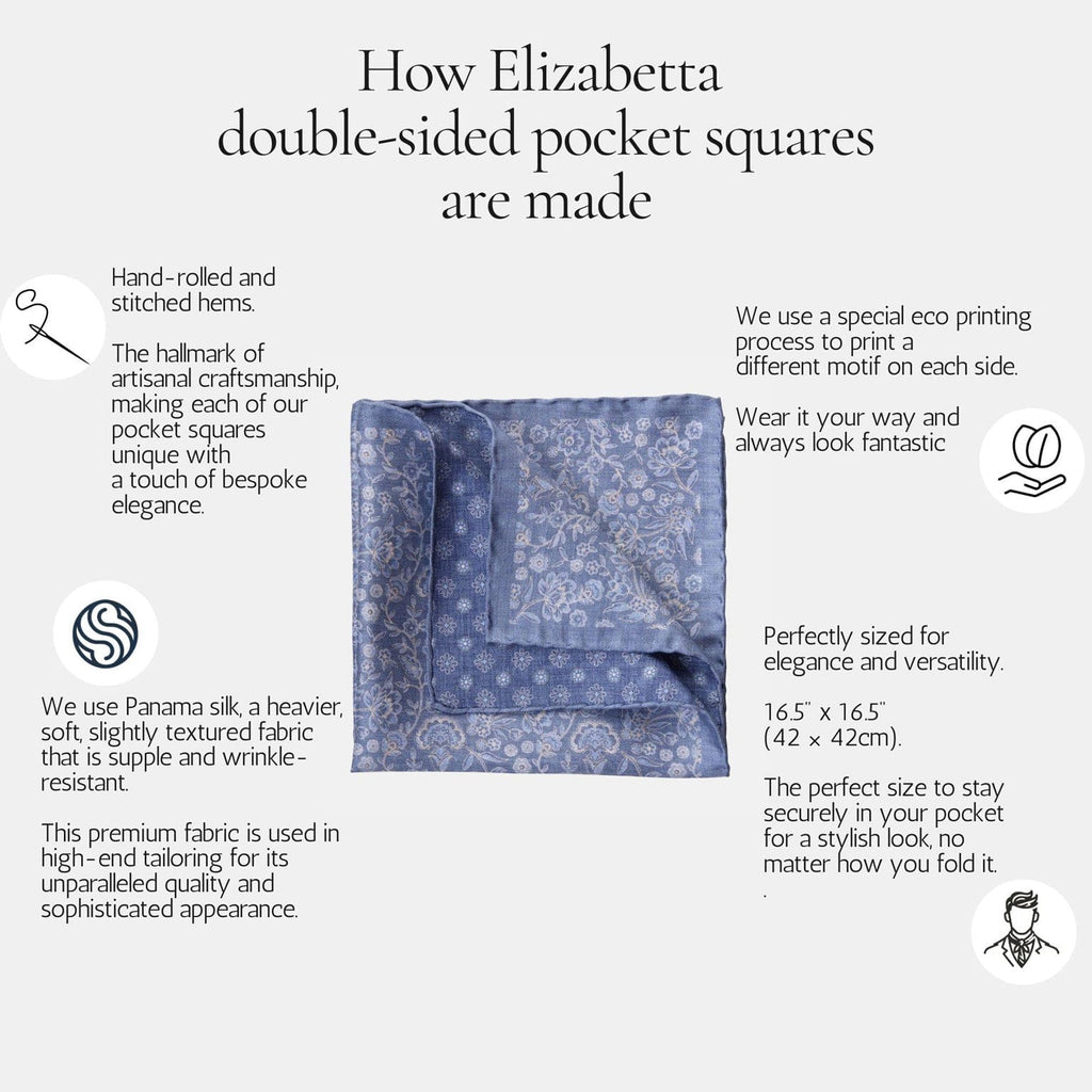 Pascal - Double Sided Silk Pocket Square - Blue - My Men's Shop