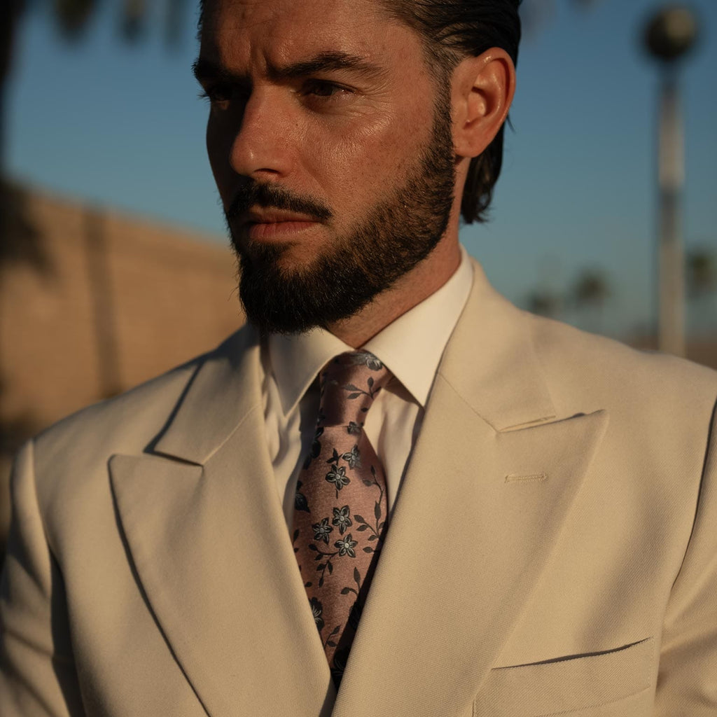 Silvio - Silk Jacquard Tie - Dusty Rose
