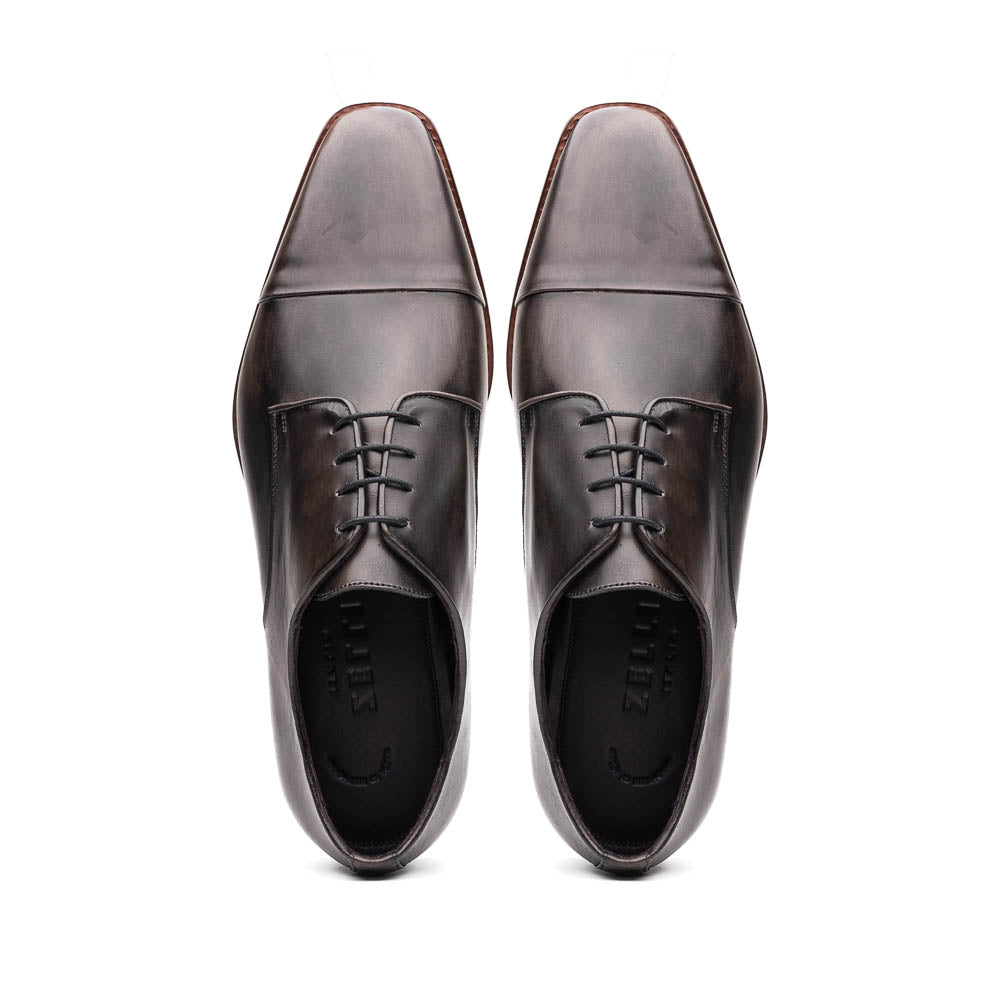 25-550-GRY ENZO Italian Calfskin Cap Toe Burnished Black