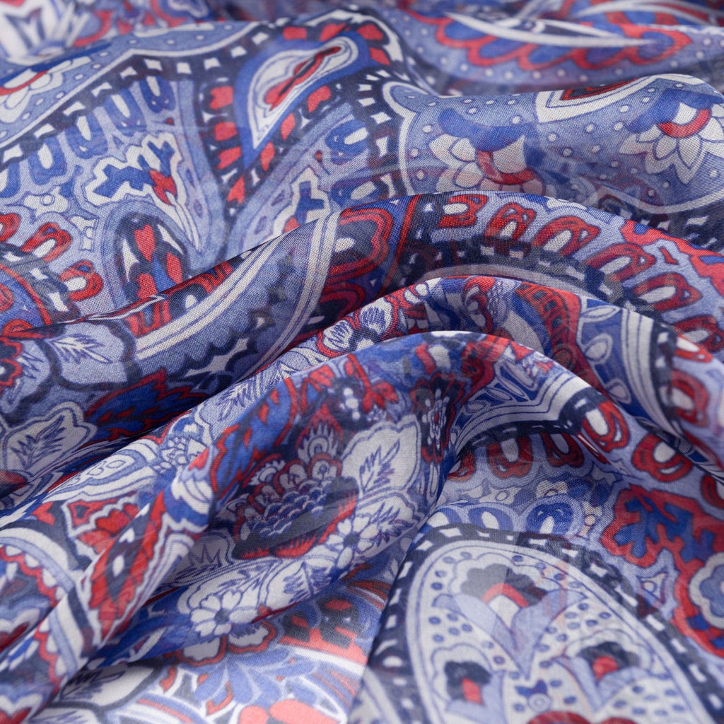 Helena - Silk Scarf Shawl - Red White and Blue - My Men's Shop