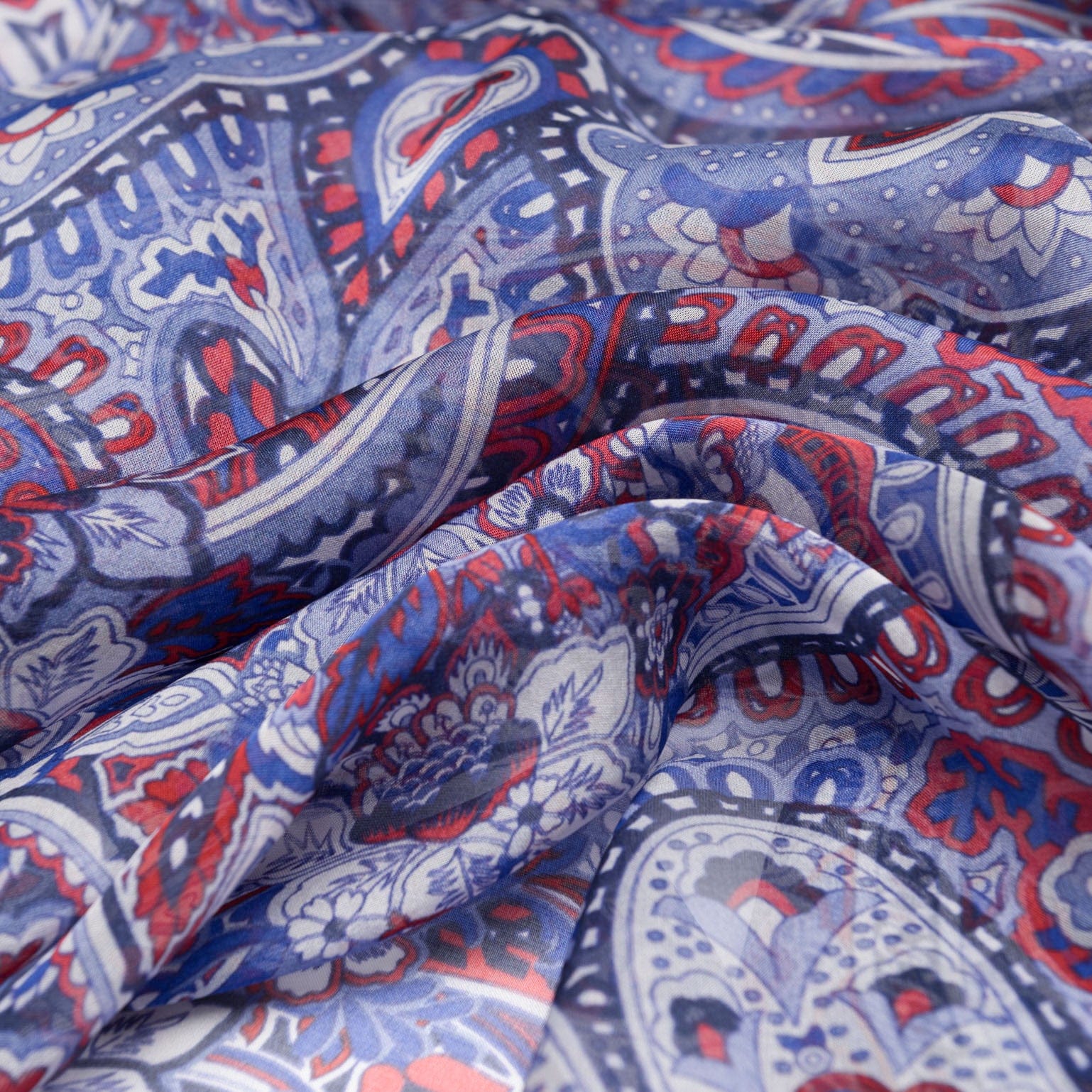 Helena - Silk Scarf Shawl - Red White and Blue