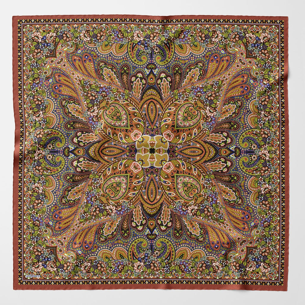 Helena - Silk Scarf Shawl - Rust