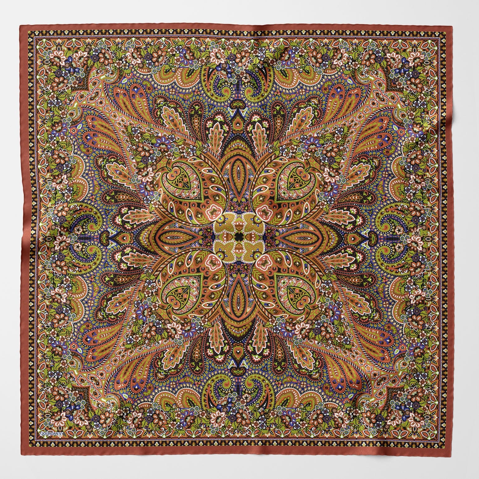 Helena - Silk Scarf Shawl - Rust