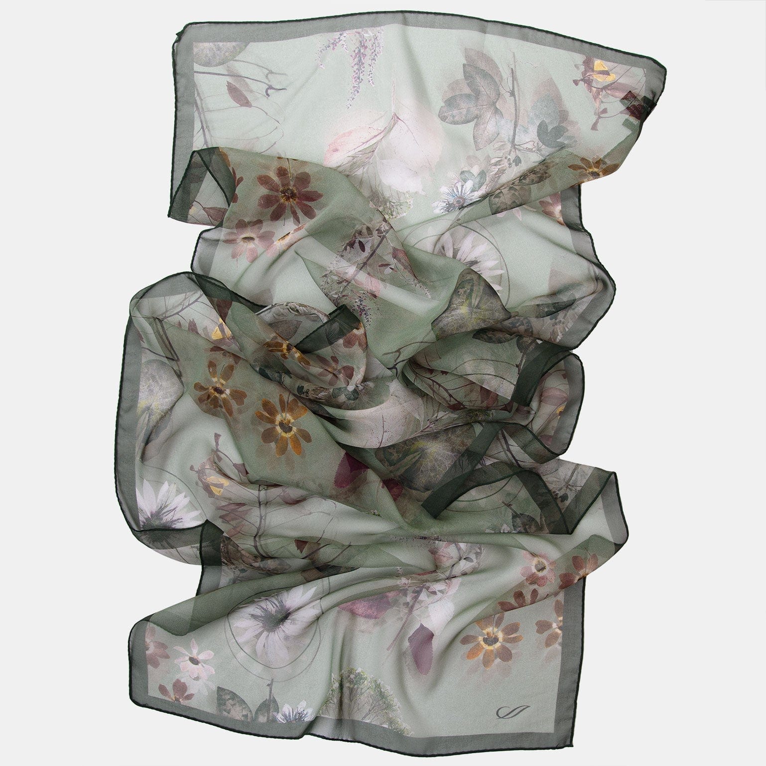 Botanica - Long Silk Scarf - Green