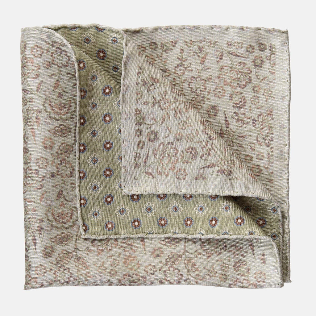 Pascal - Double Sided Silk Pocket Square - Sage Green - My Men's Shop