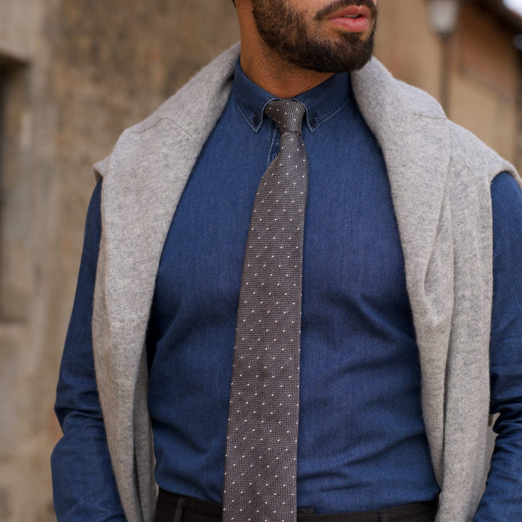 Mattei - Silk Grenadine Tie - Grey - My Men's Shop