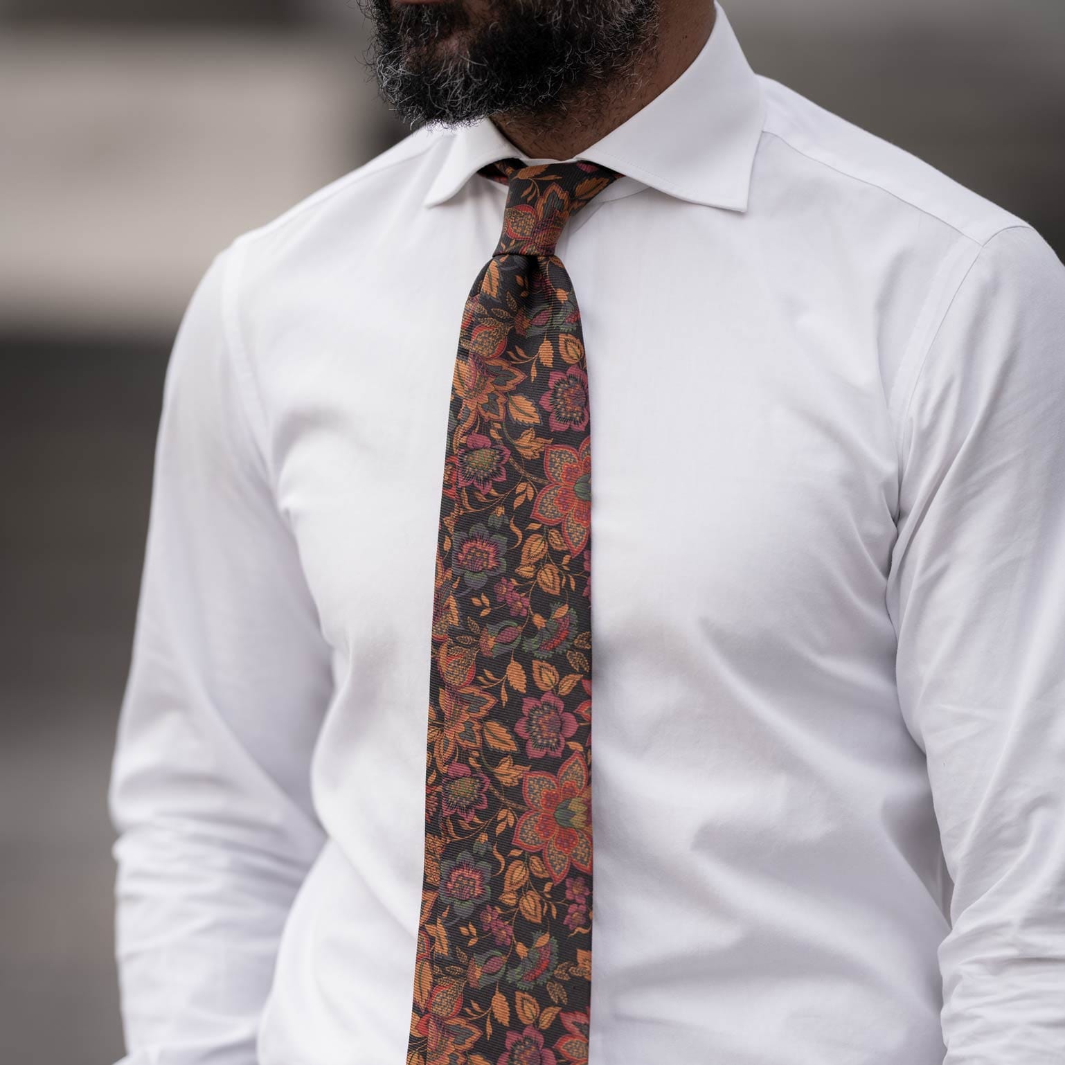 Calvino - Printed Madder Silk Tie - Black - My Men's Shop