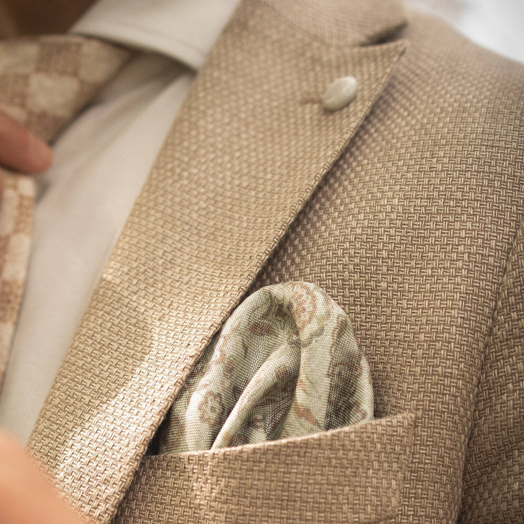 Pascal - Double Sided Silk Pocket Square - Sage Green - My Men's Shop