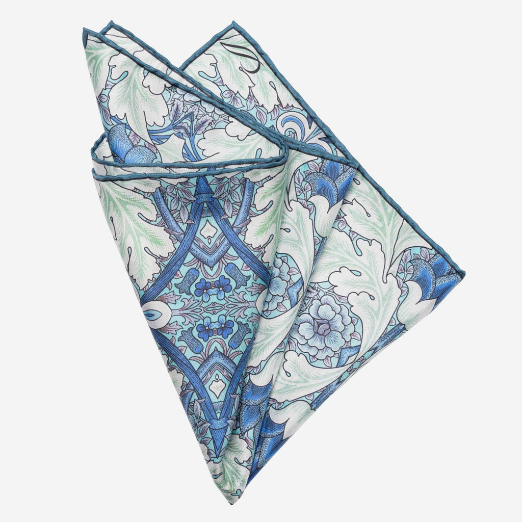 Londra - Silk Pocket Square - Blue and Mint - My Men's Shop