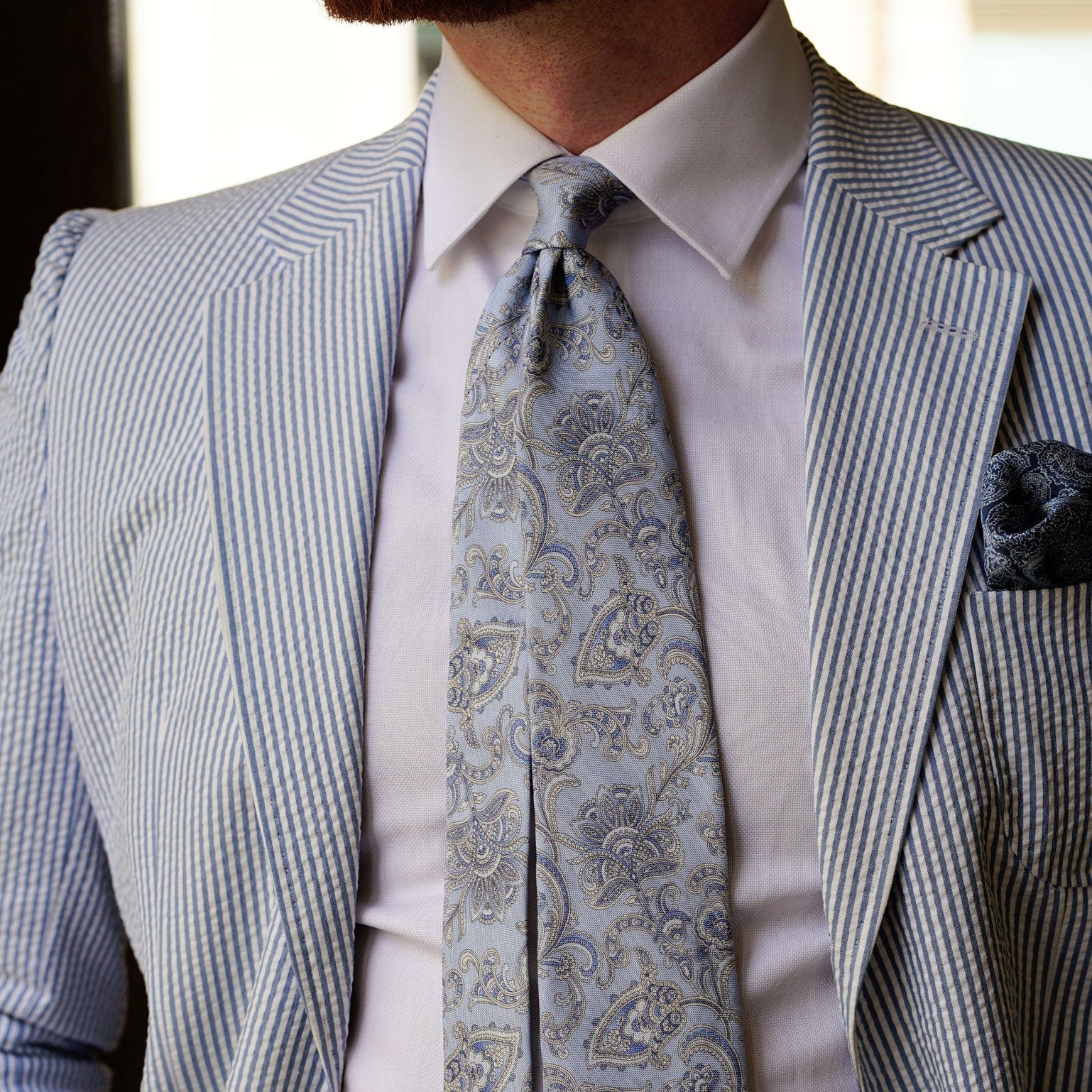 Novara - Printed Silk Tie - Sky Blue - My Men's Shop
