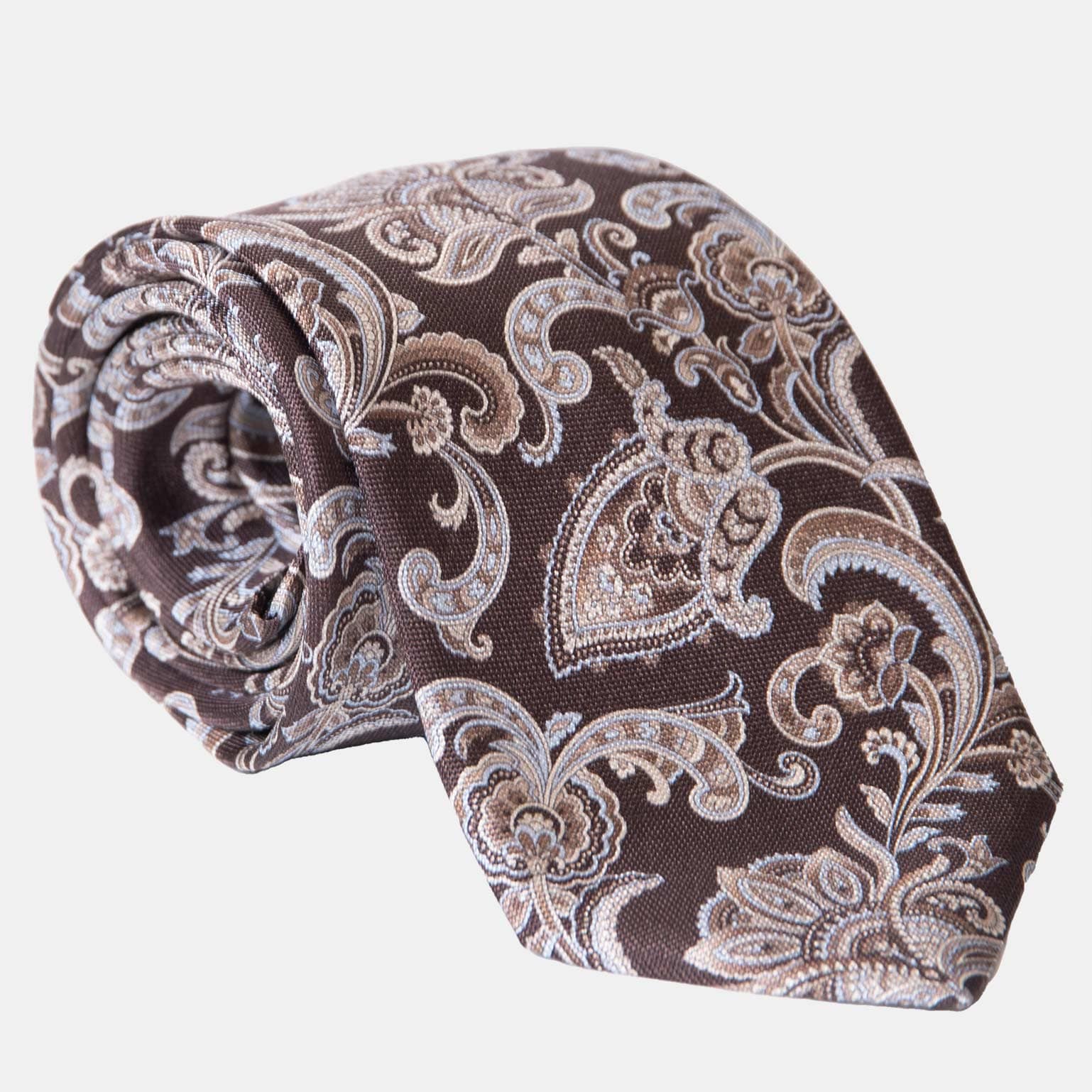 Novara - Printed Silk Tie - Brown - My Men's Shop