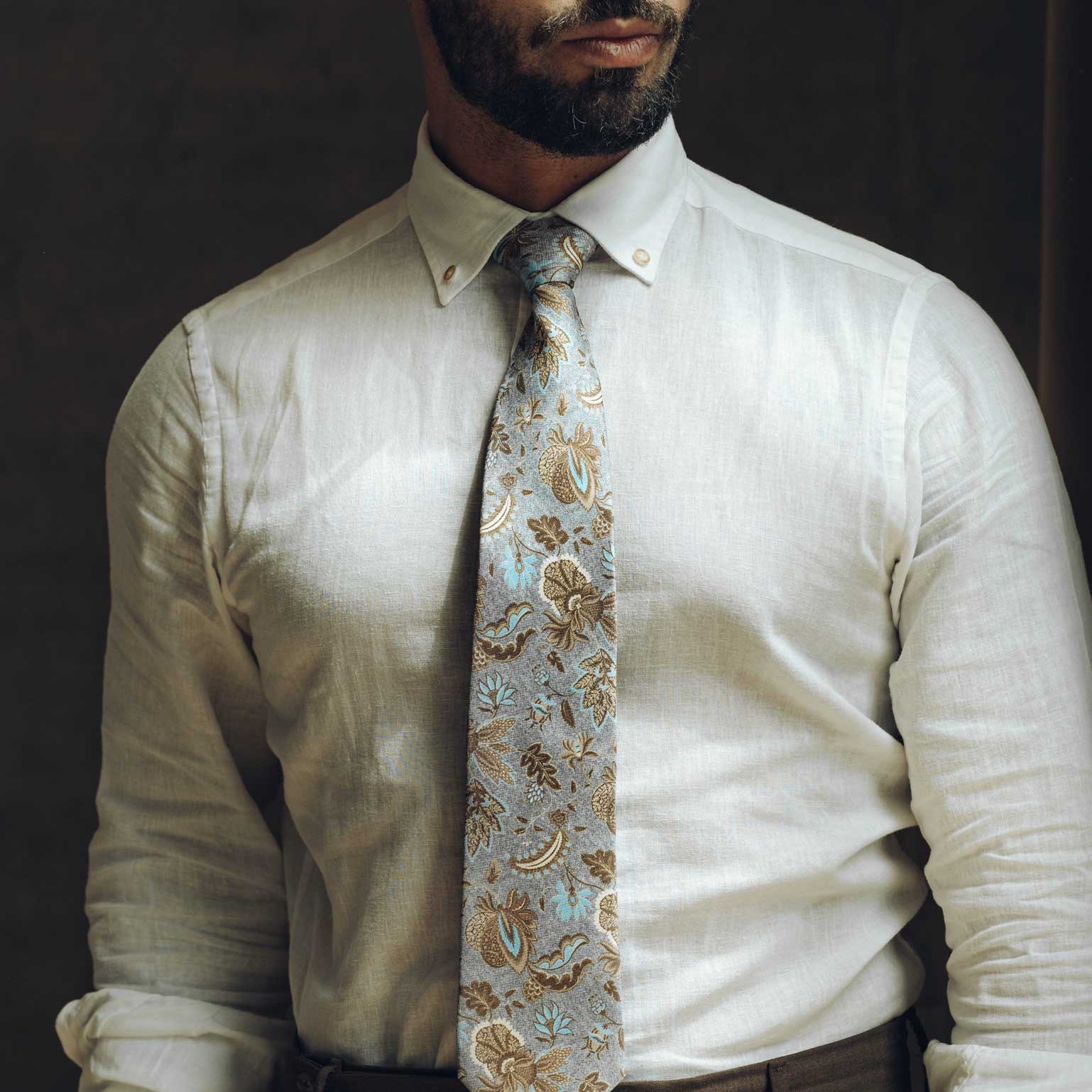 Medici - Printed Silk Tie - Dusty Blue - My Men's Shop