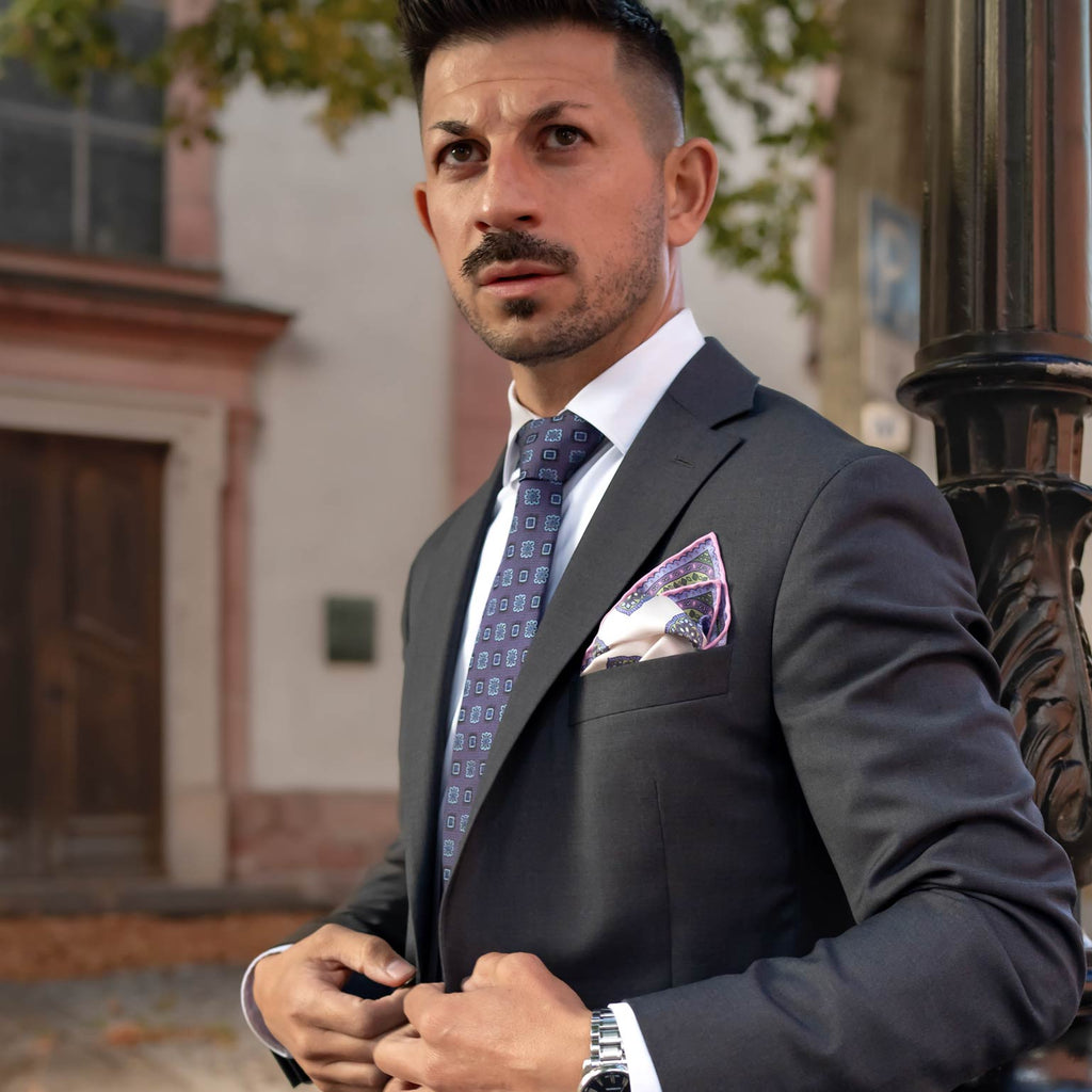 Trento - Silk Jacquard Tie - Plum - My Men's Shop