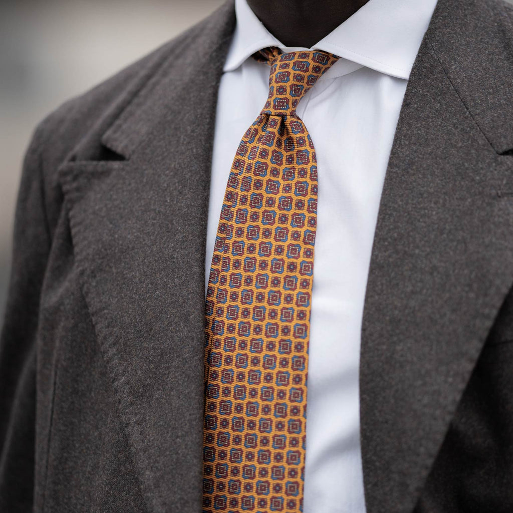 Parma - Printed Madder Silk Tie - Amber Yellow - My Men's Shop