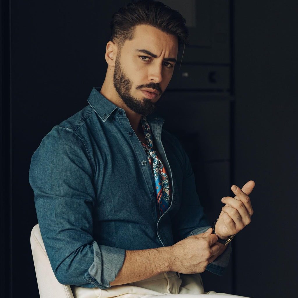 Barbaresco - Silk Neckerchief - Blue and Red - My Men's Shop