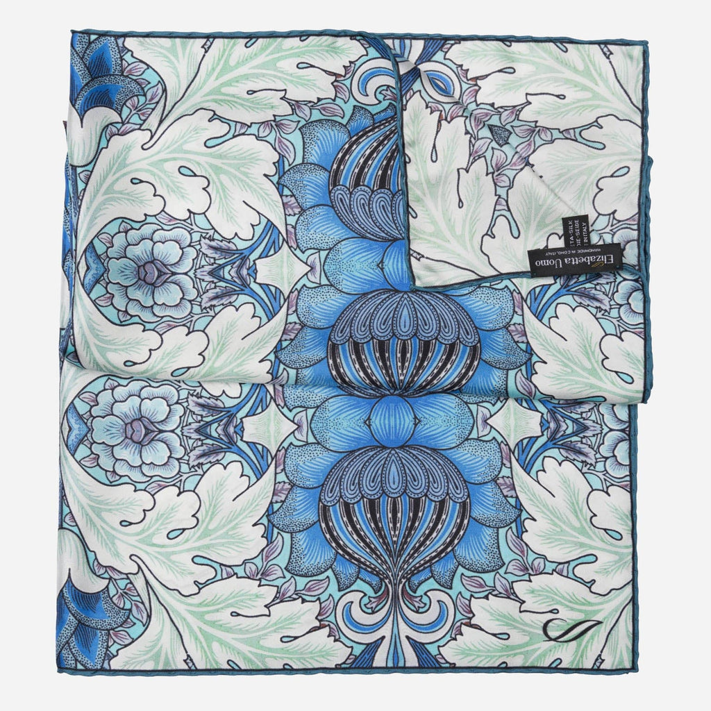 Londra - Silk Pocket Square - Blue and Mint - My Men's Shop